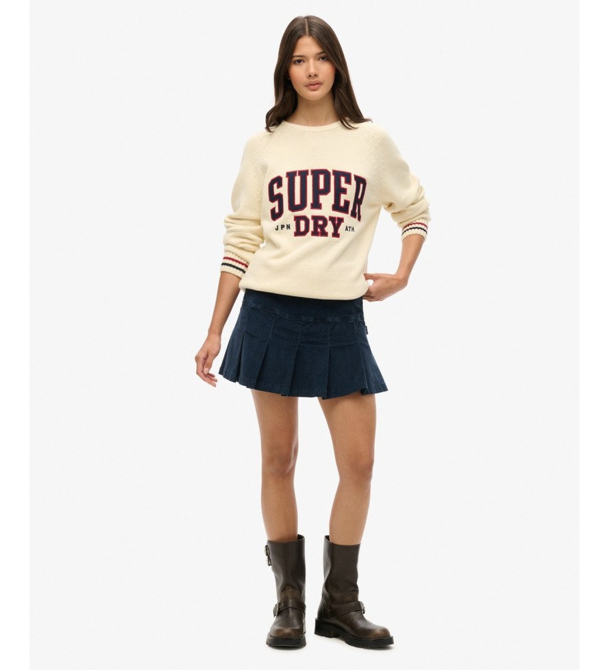 Superdry für Damen. W7210244A Beiger Super Dry Pullover (XXS), Lässig, Baumwolle