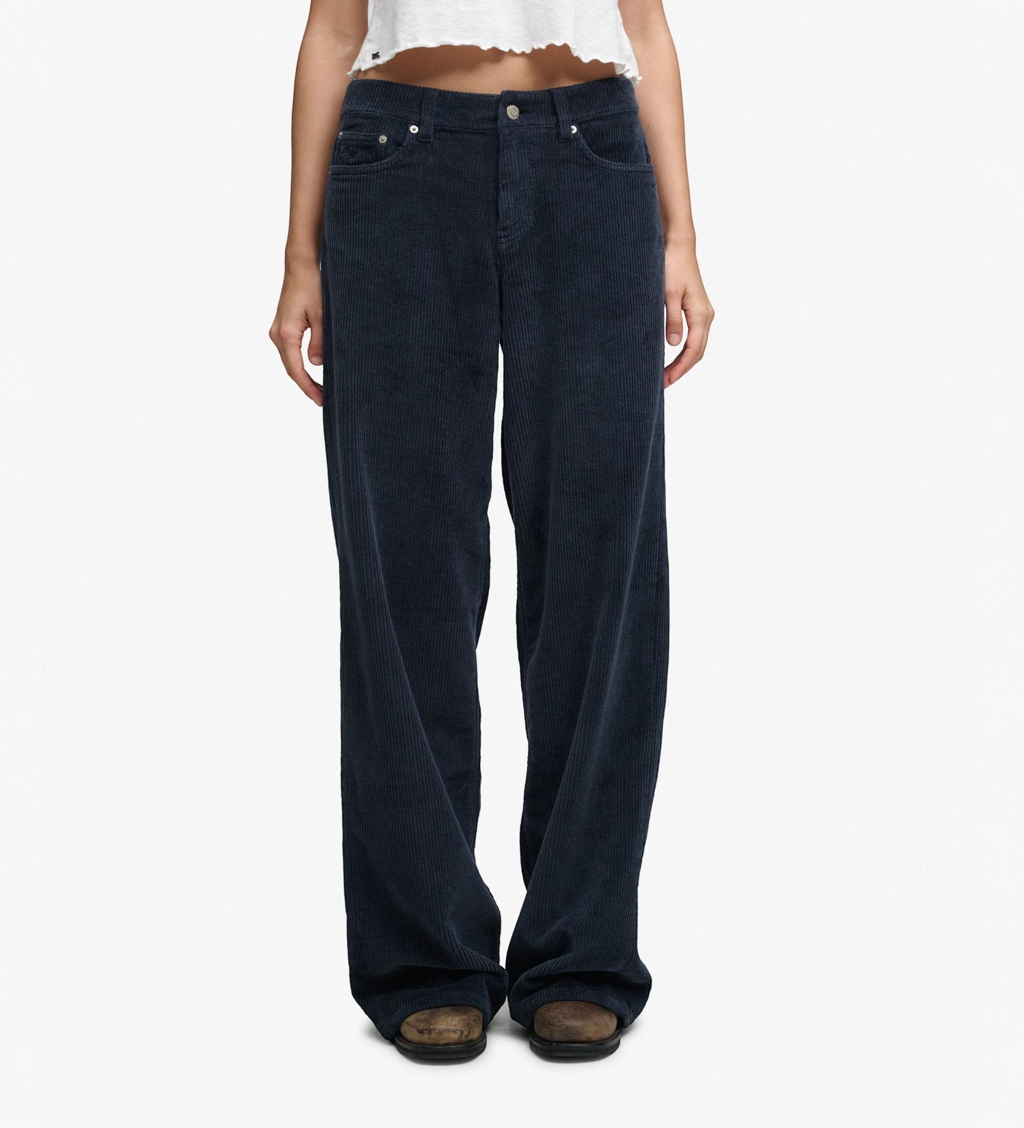 Superdry für Damen. W7011366C Marineblaue Mid Baggy Jumbo Hose (30/30), Lässig, Baumwolle, Kord