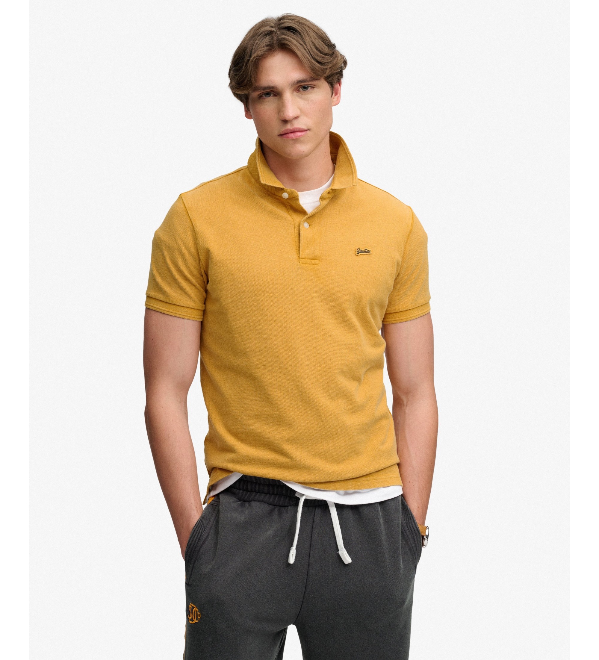Superdry für Herren. M1110452A Polo Classic Piqué gelb (XXL), Lässig, Kurzarm, Stoff