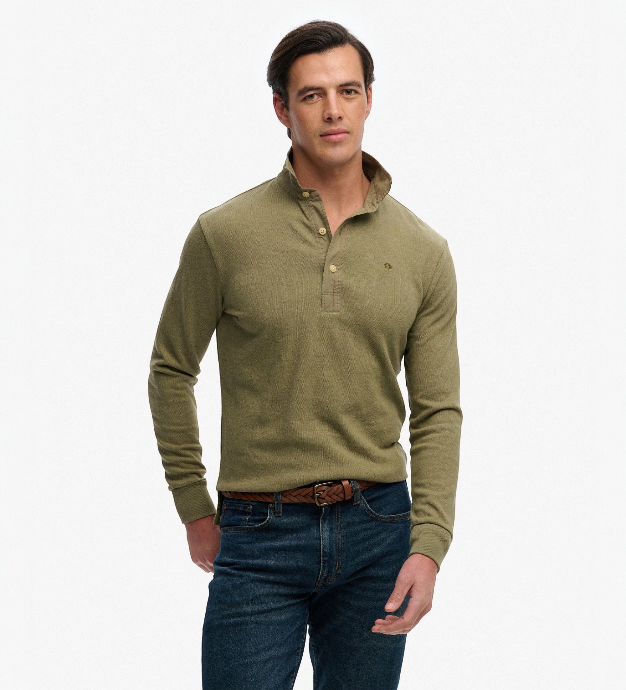 Superdry für Herren. M6010958A Polo Classic Rugby grün (M), Lässig, Baumwolle, Klassisch, Langarm