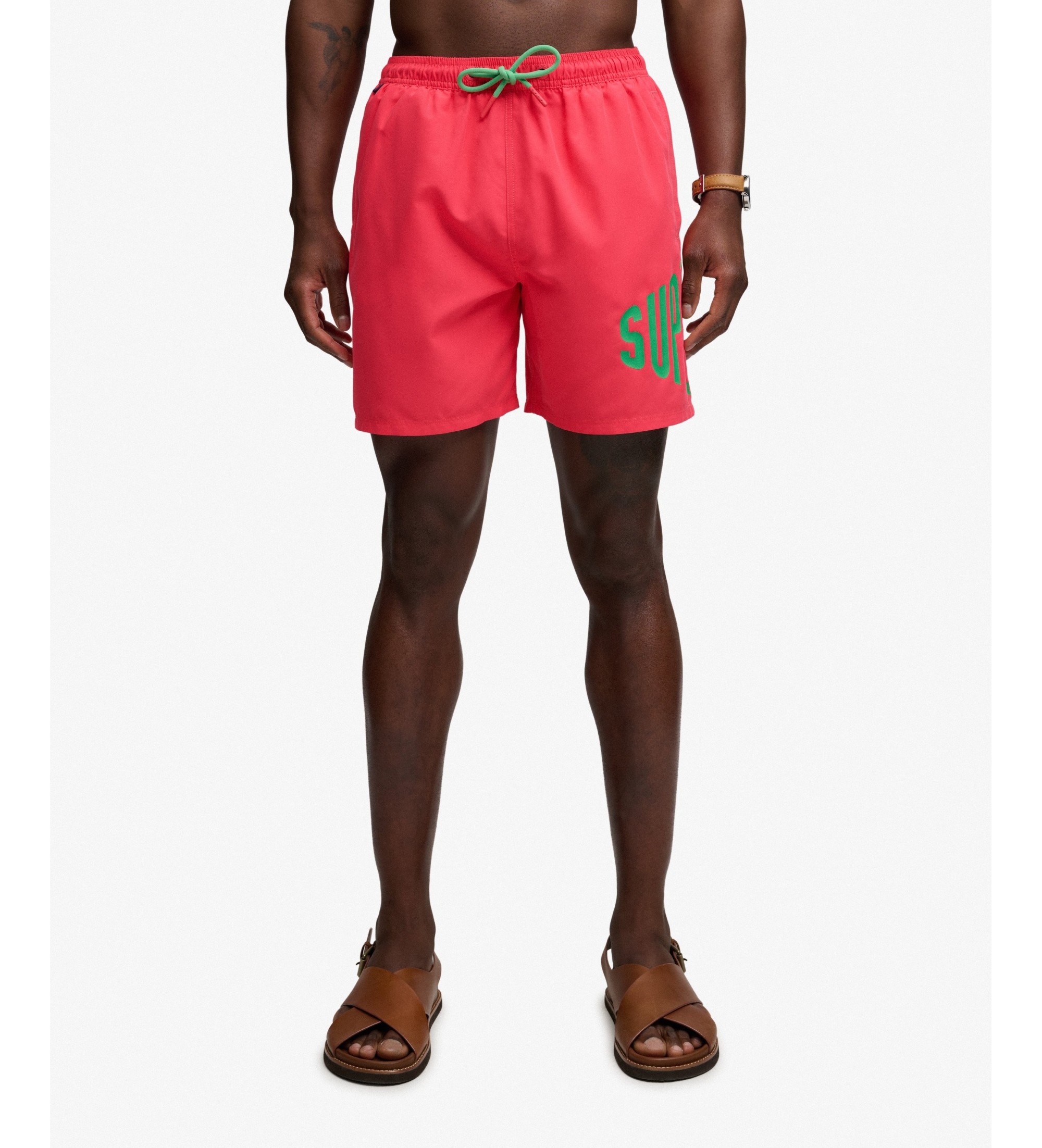 Superdry für Herren. M3010265A Badehose Printed Logo 16 Rosa (S), Strandbekleidung, Recyceltes Polyester
