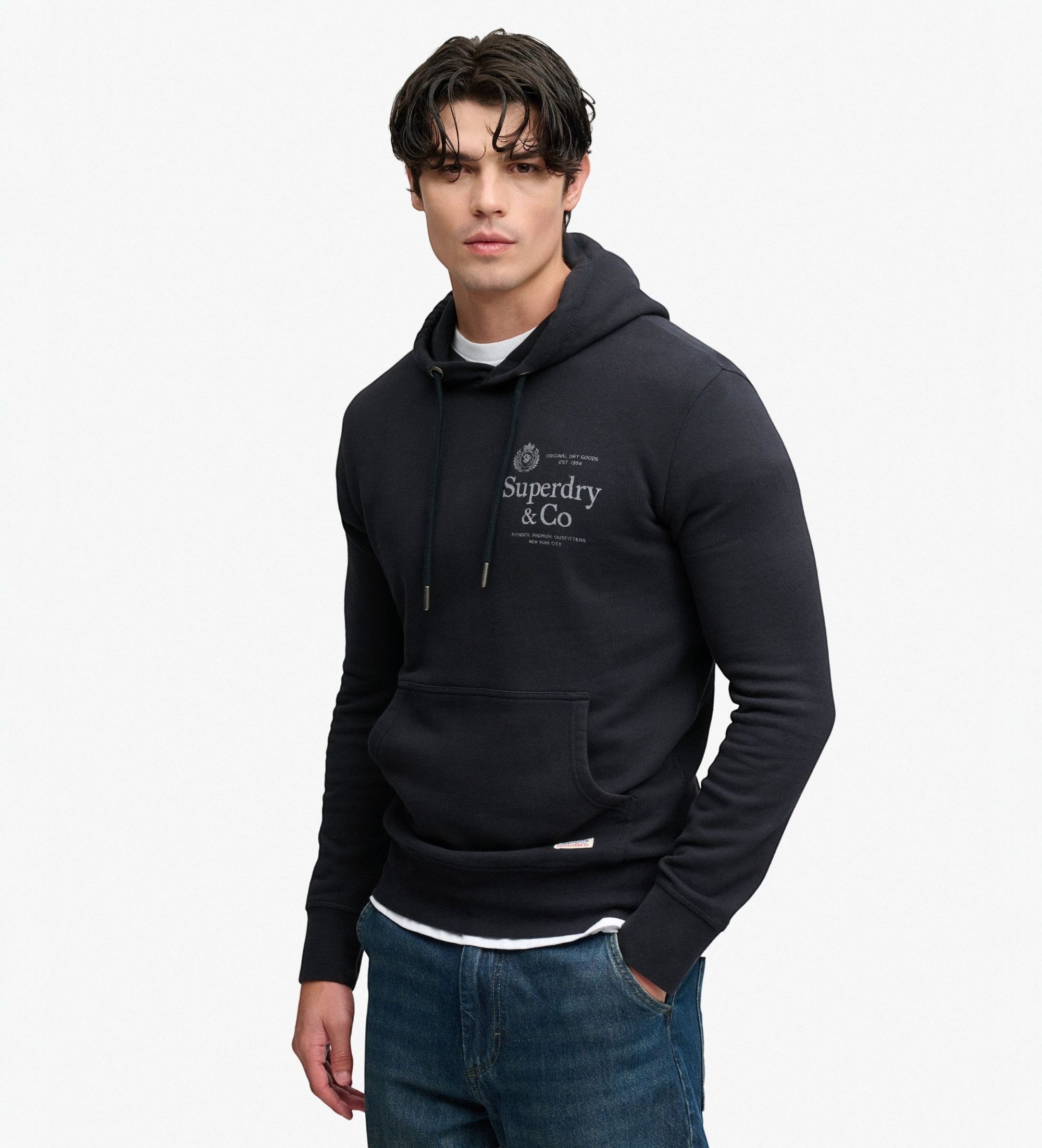 Superdry für Herren. M2014716A Sweatshirt mit Kapuze 1954 Company Relaxed marineblau (M), Lässig, Baumwolle