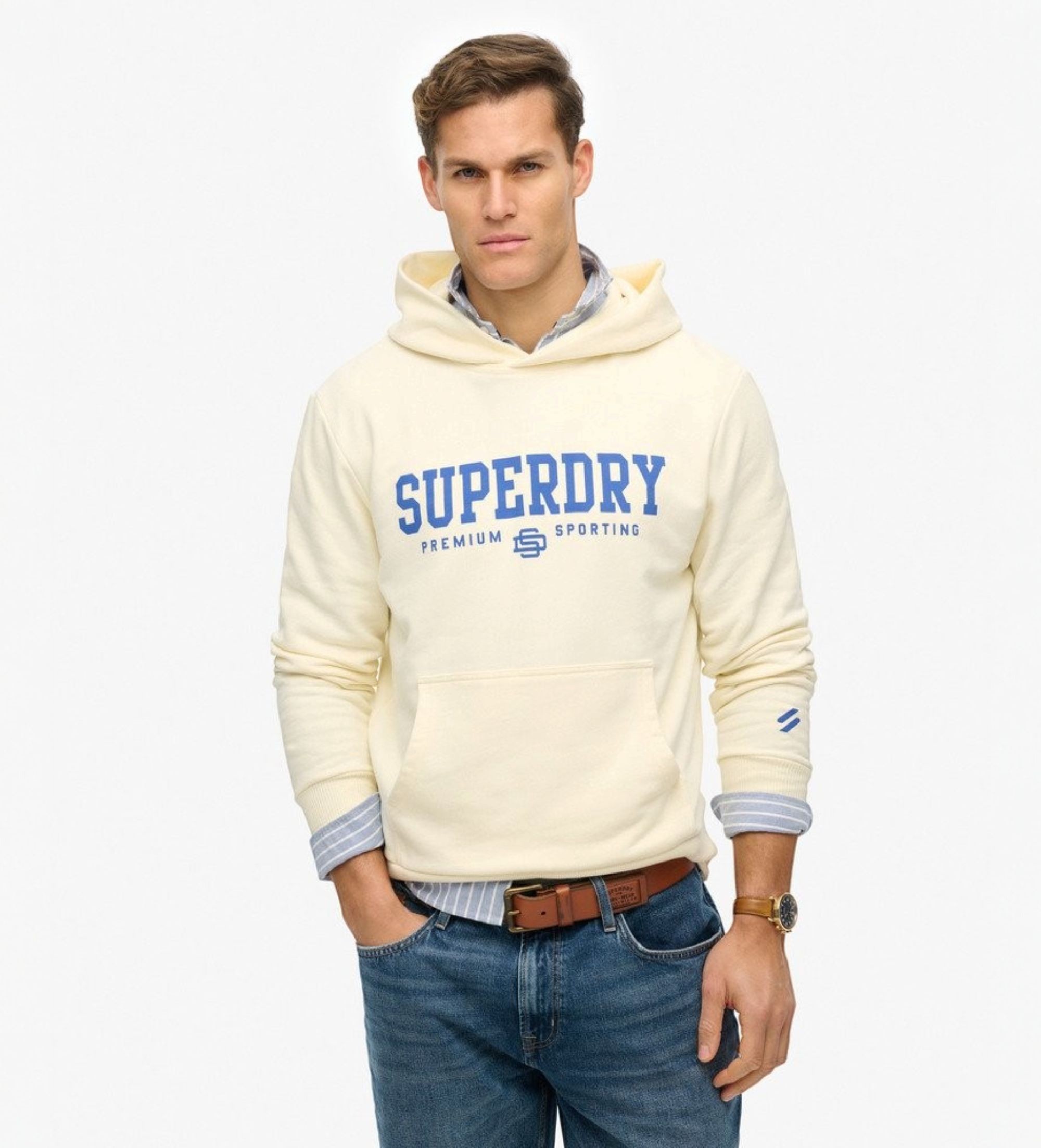 Superdry für Herren. M2012562A Beige Code Core Sport Hoodie (L), Lässig, Baumwolle