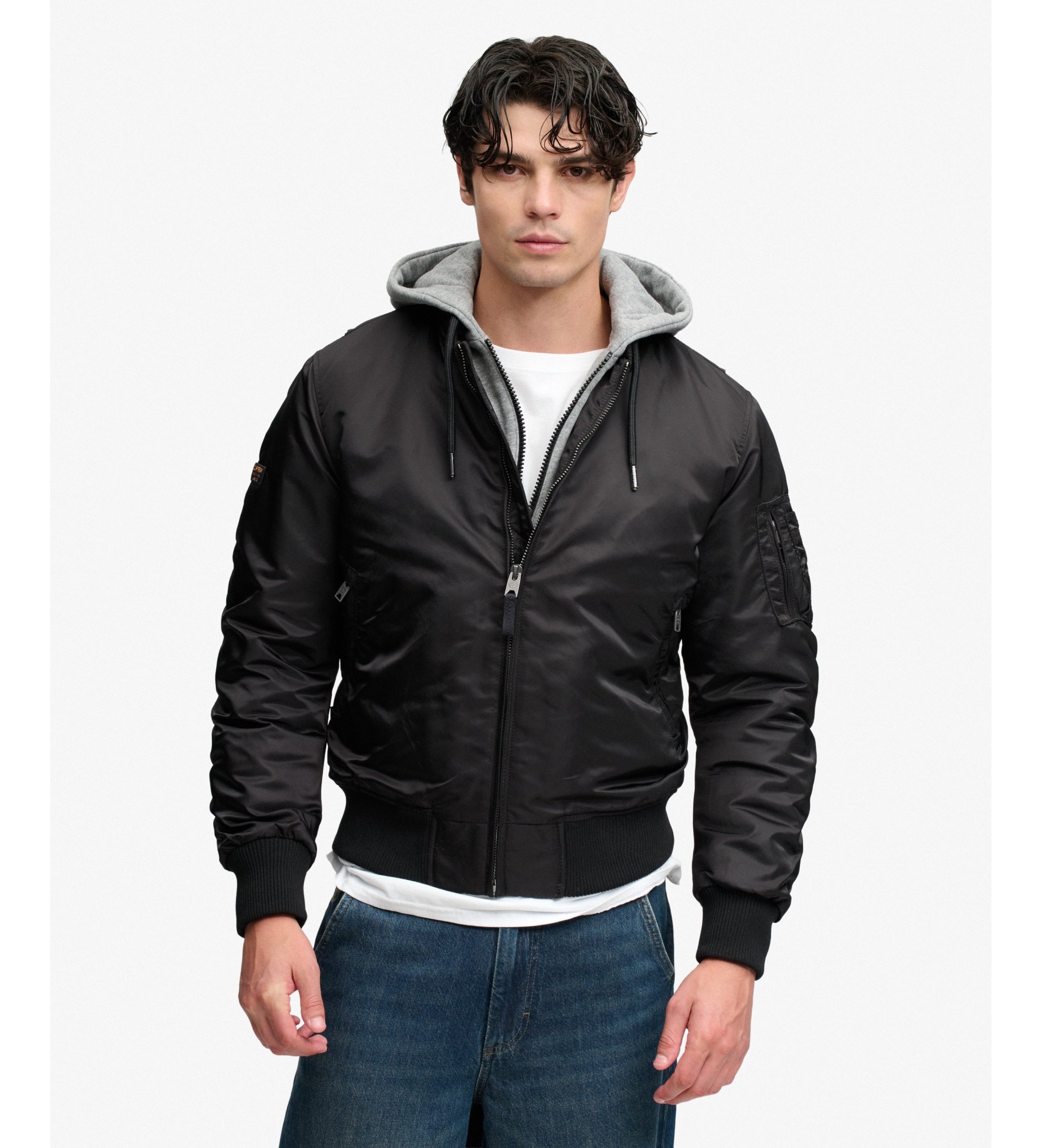 Superdry für Herren. M5012355A MA1 Kapuzenjacke Schwarz (XL), Lässig, Nylon
