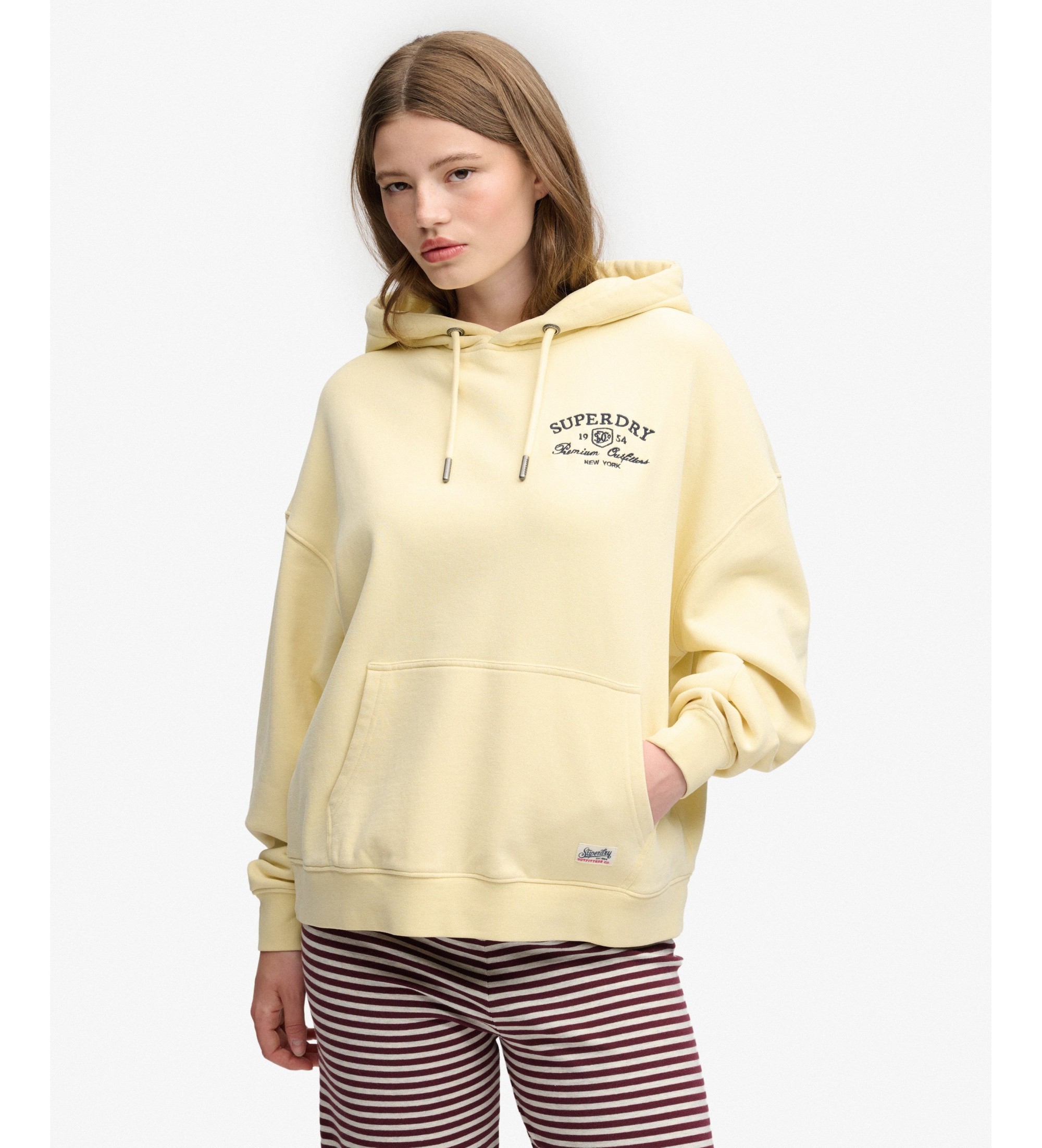 Superdry für Damen. W2012575D Beige Kapuzenpullover Luxe Casual Relaxed (S), Lässig, Polyester