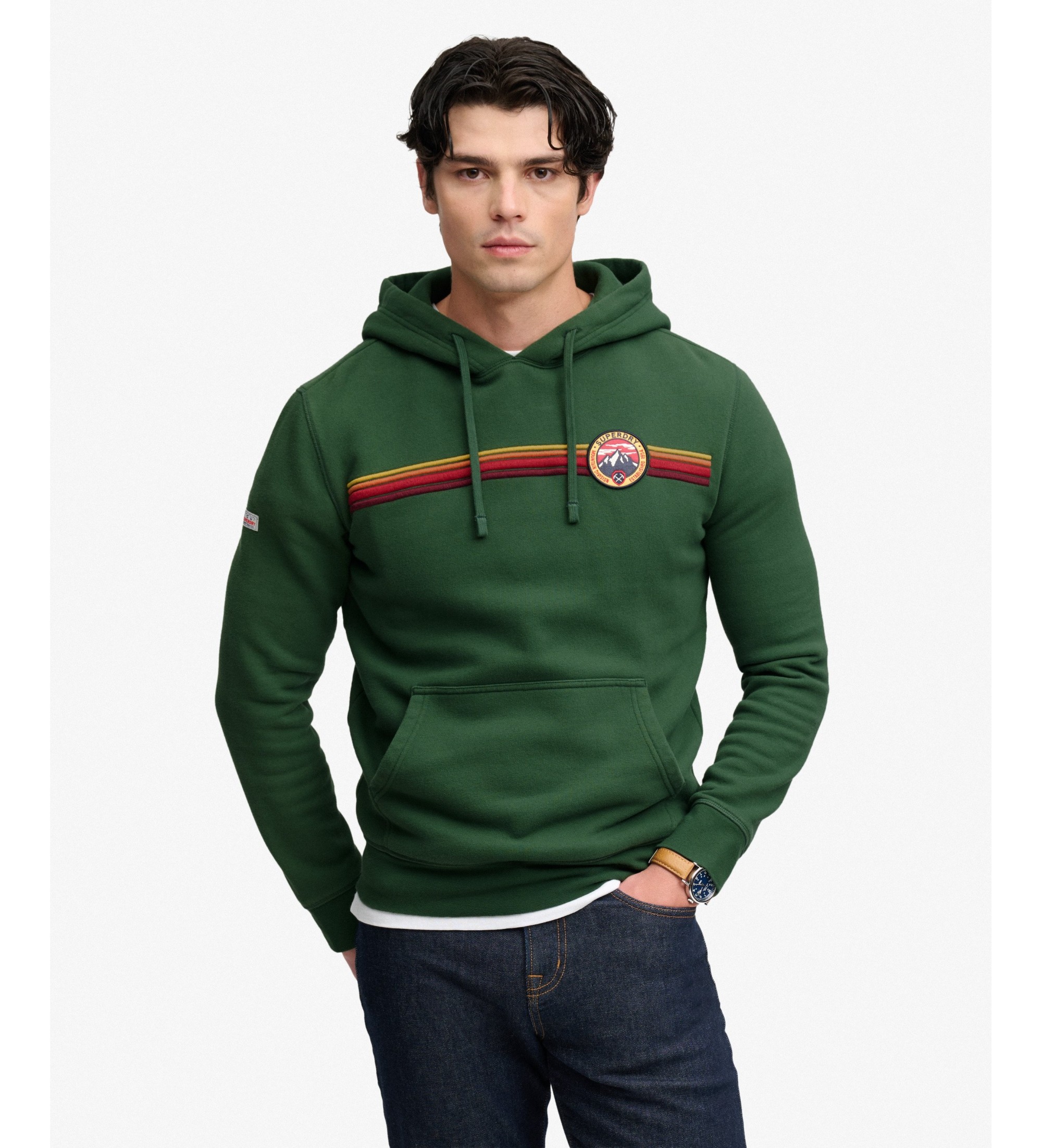 Superdry für Herren. M2014625A Kapuzenpullover Outdoors Stripe Logo grün (L), Lässig