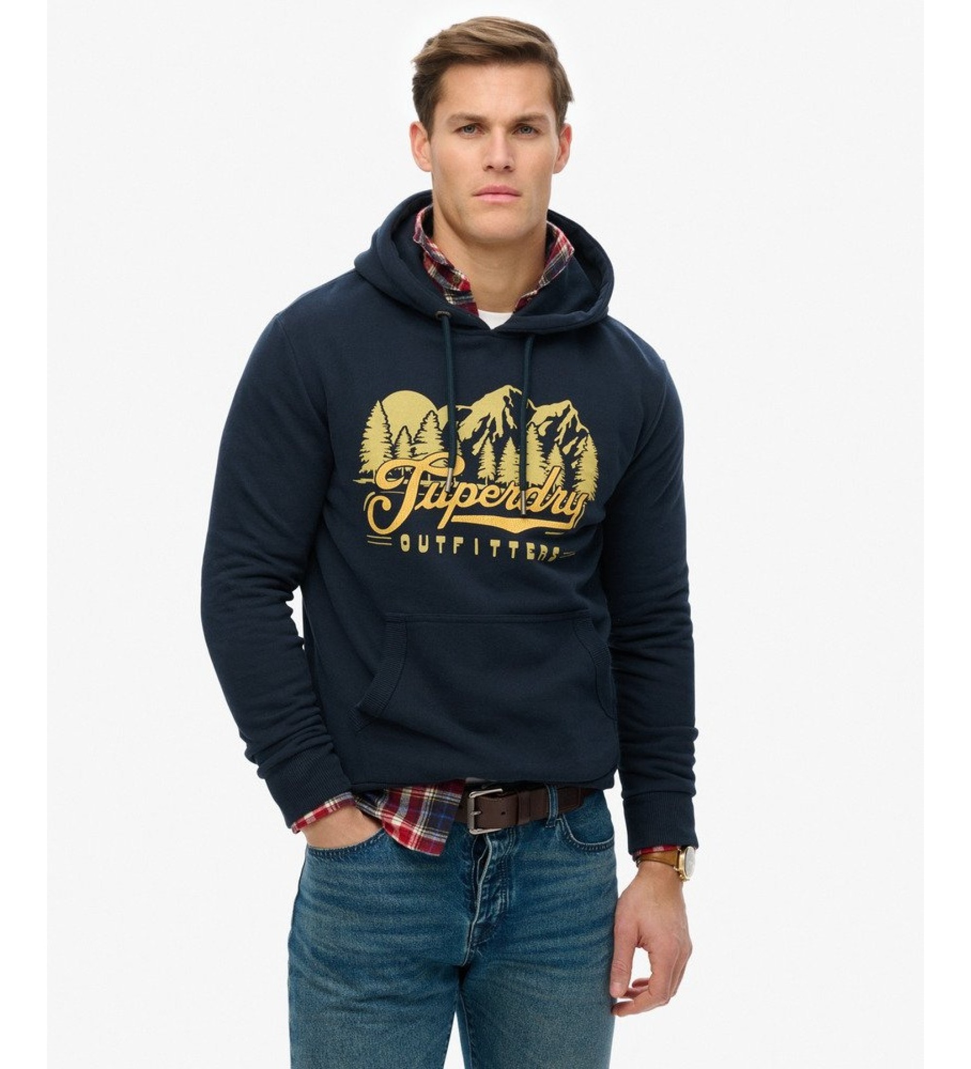 Superdry für Herren. M2014357A Outfitters Kapuzenpullover marineblau (M), Lässig, Baumwolle, Langarm