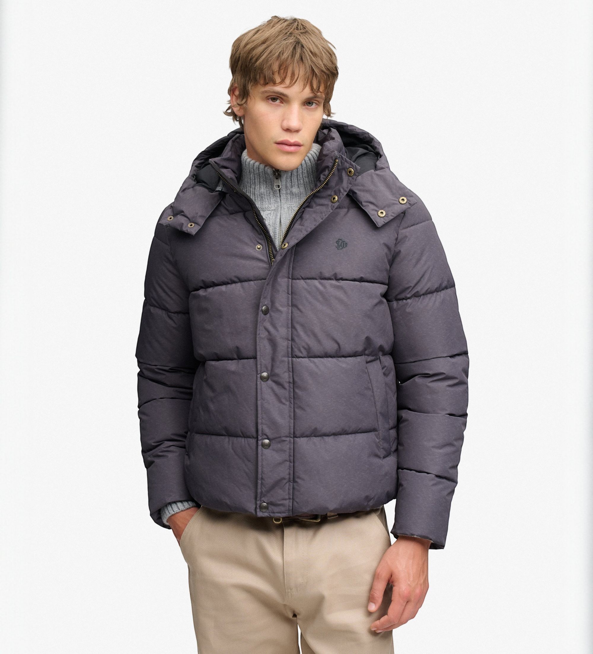 Superdry für Herren. M5012429A Graue Premium-Jacke mit Kapuze (M), Lässig, Recyceltes Polyester