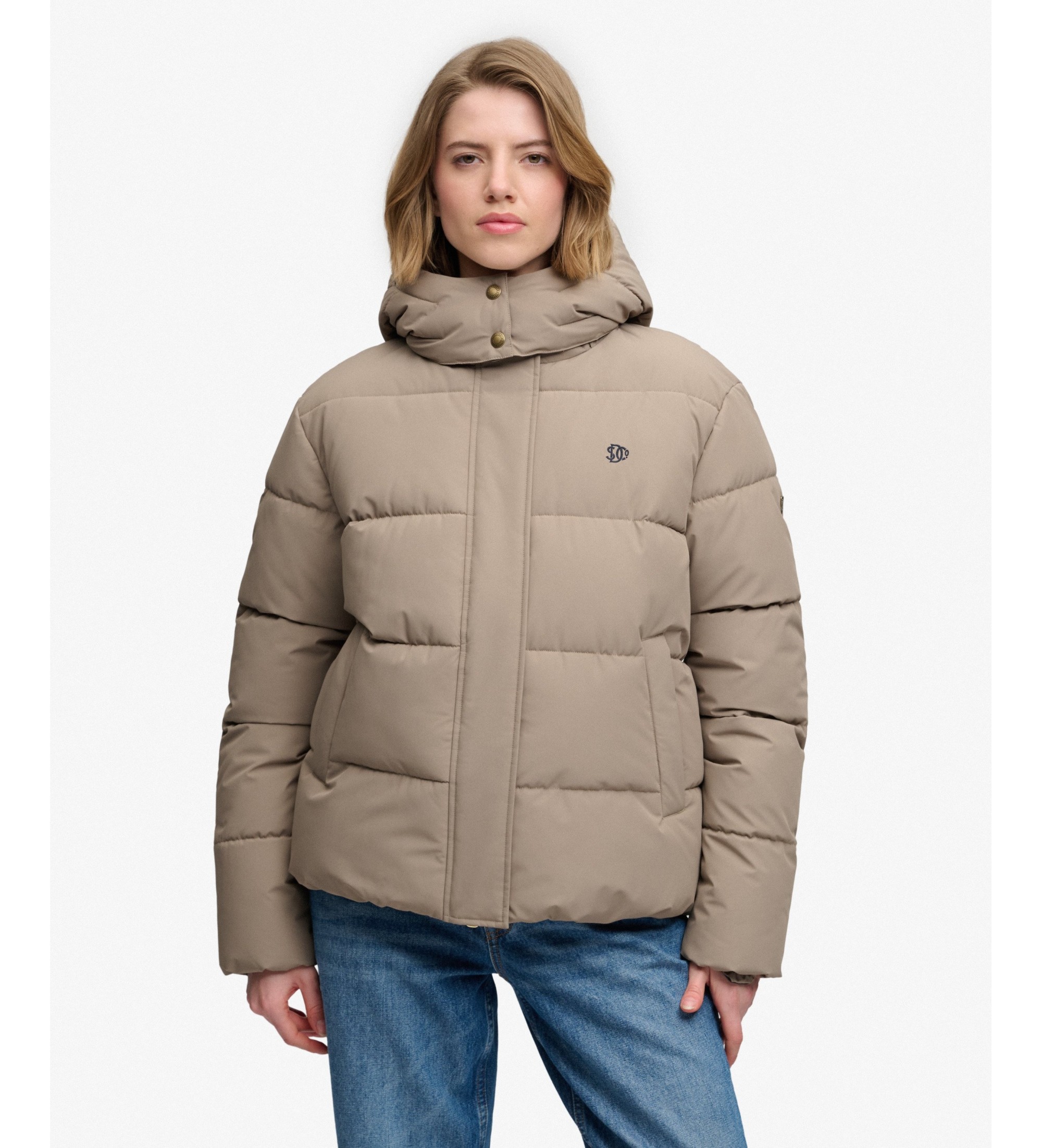 Superdry für Damen. W5012207A Premium Kapuzenjacke braun (XXS), Lässig, Recyceltes Polyester