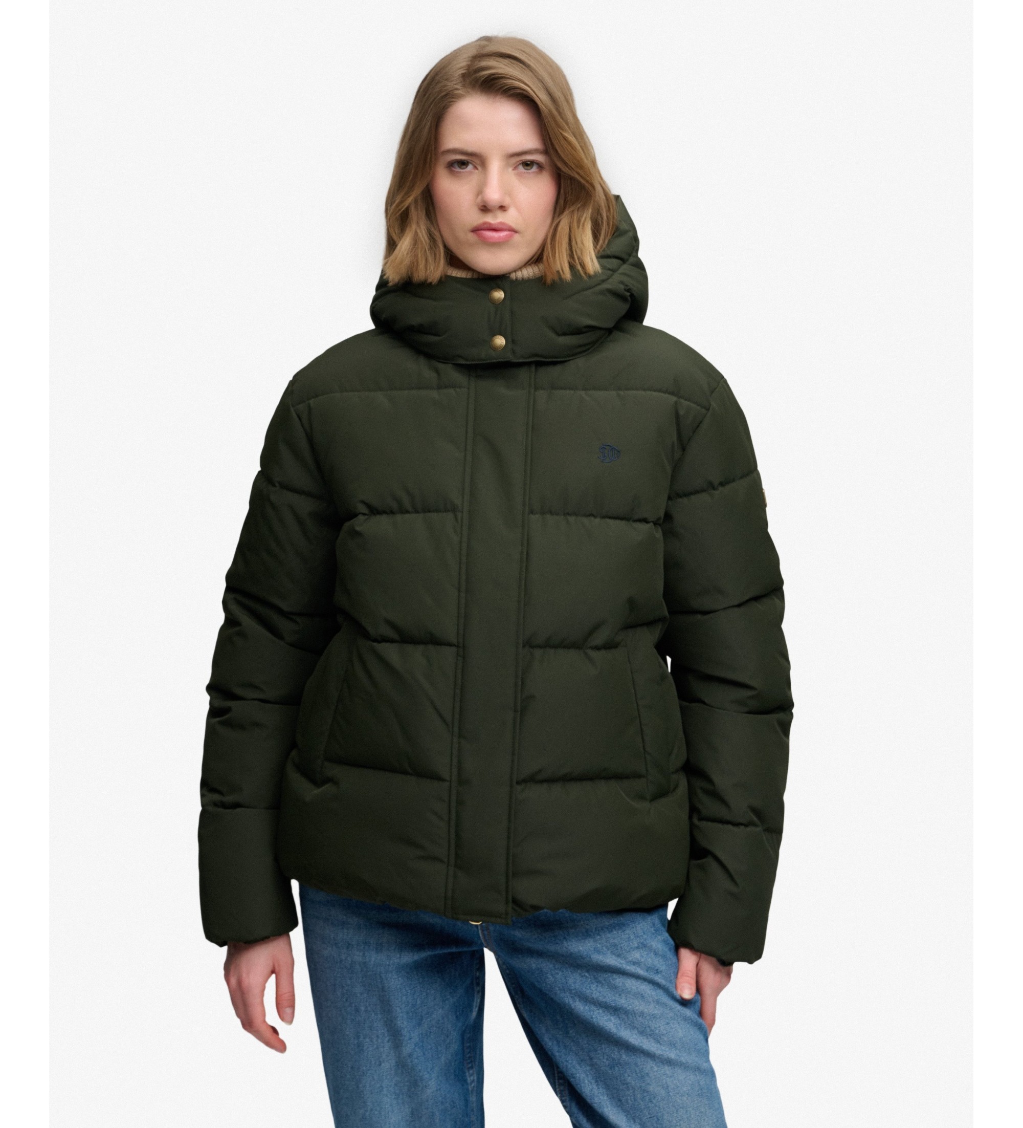 Superdry für Damen. W5012207A Grüne Premium-Kapuzenjacke (M), Lässig, Recyceltes Polyester