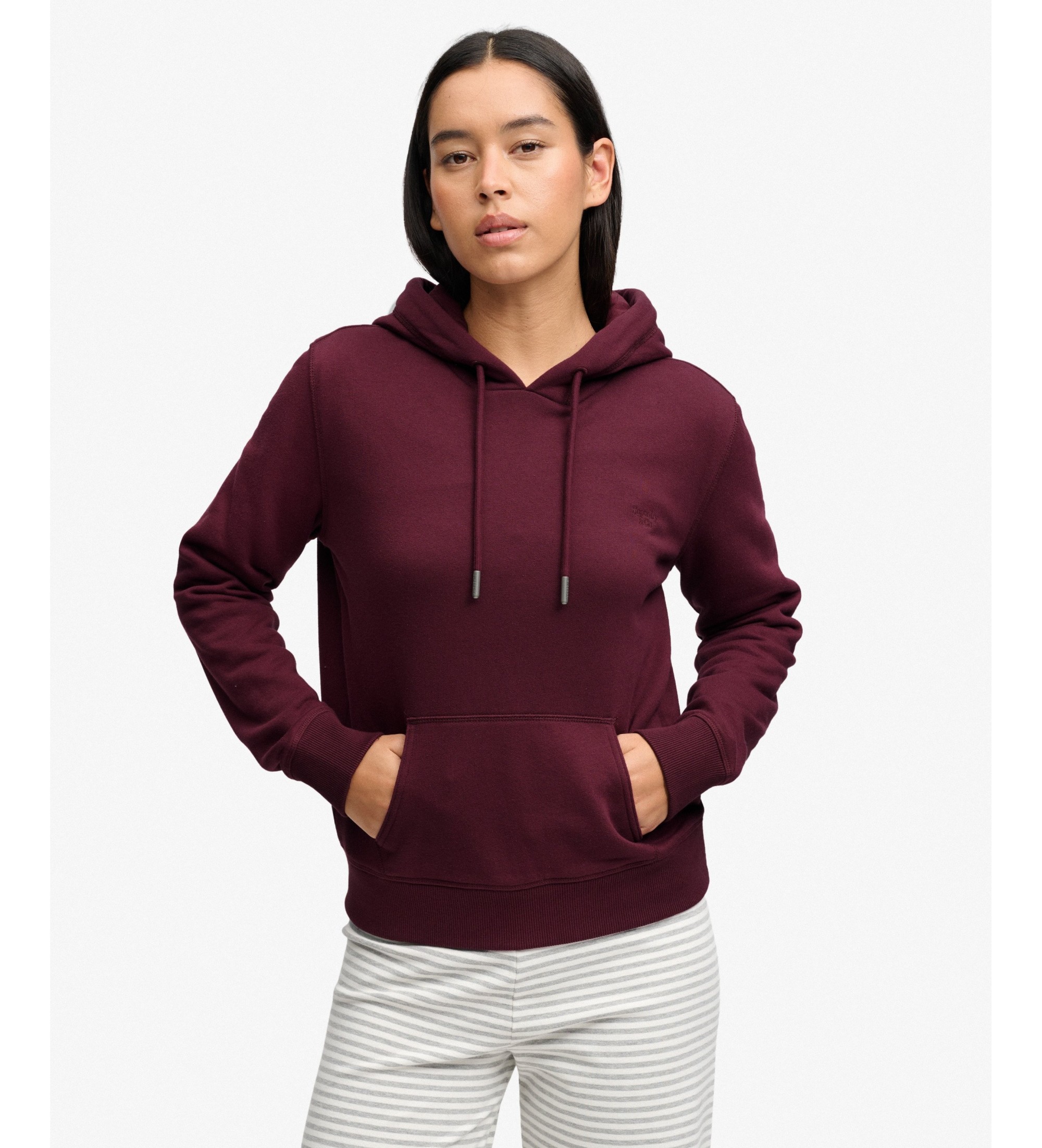 Superdry für Damen. W2012779A Kapuzenpullover Signature weinrot (XL), Lässig, Kastanienbraun, Baumwolle, Bordeaux