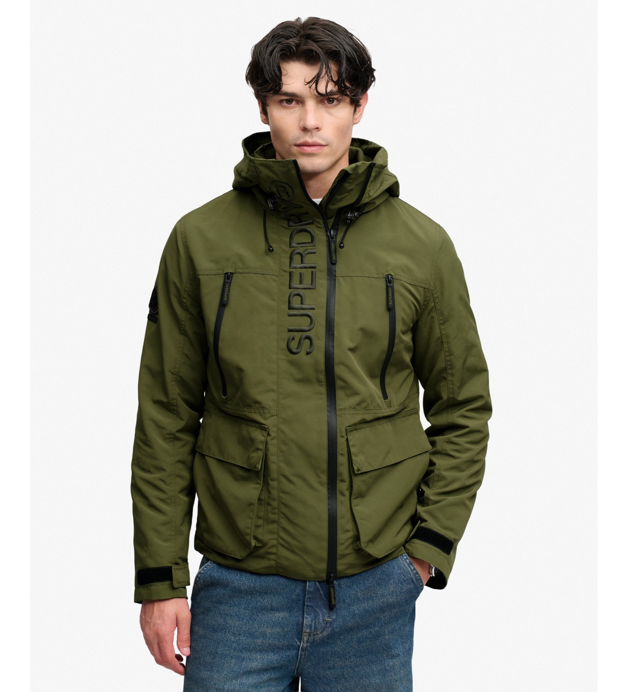Superdry für Herren. M5012324A Grüne Ultimate Windbreaker-Jacke mit Kapuze (L), Lässig, Nylon, Draußen