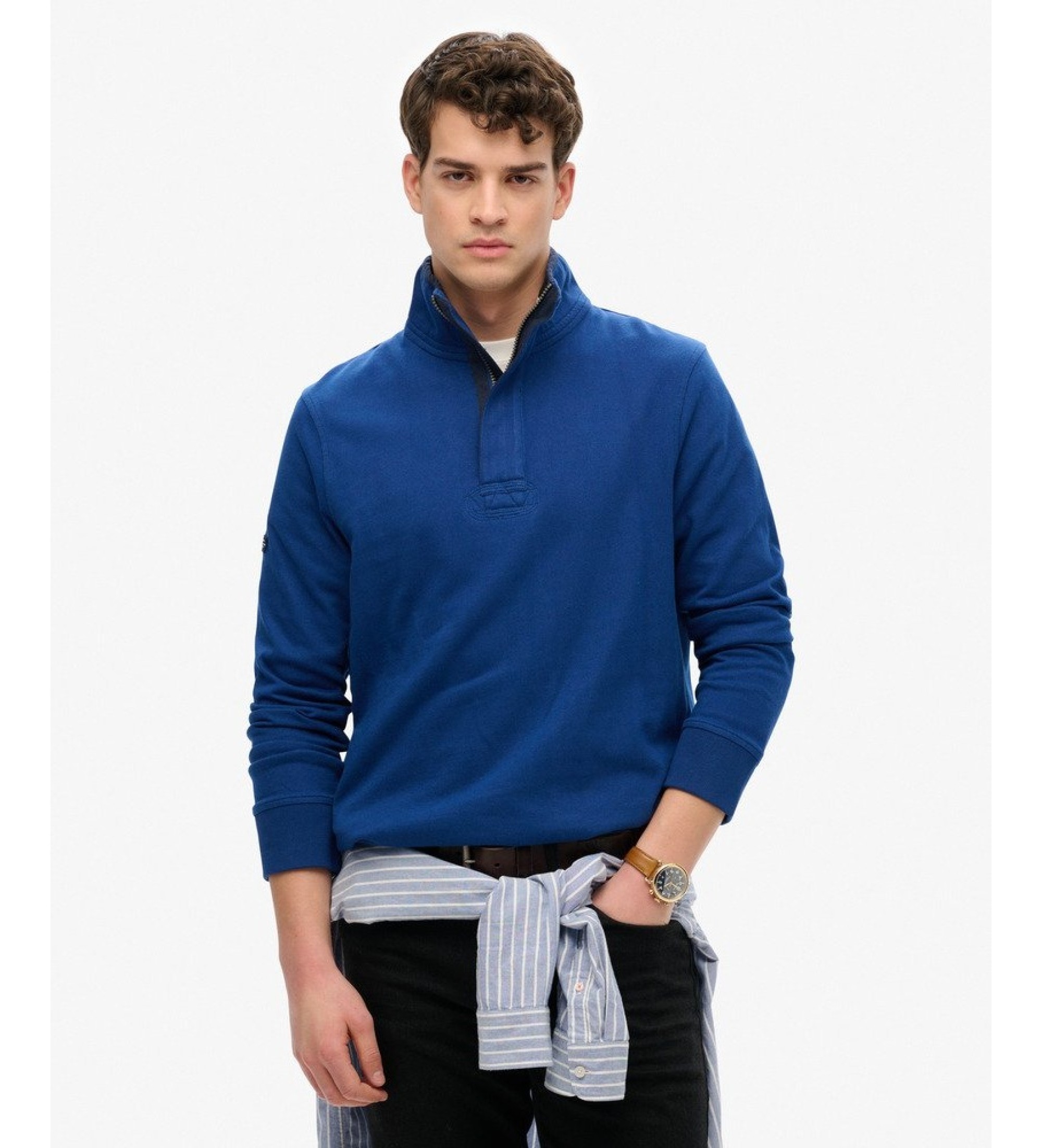 Superdry für Herren. M2014057A Sweatshirt mit halbem Reißverschluss Cotton Classic Half blau (S), Lässig, Baumwolle, Marine