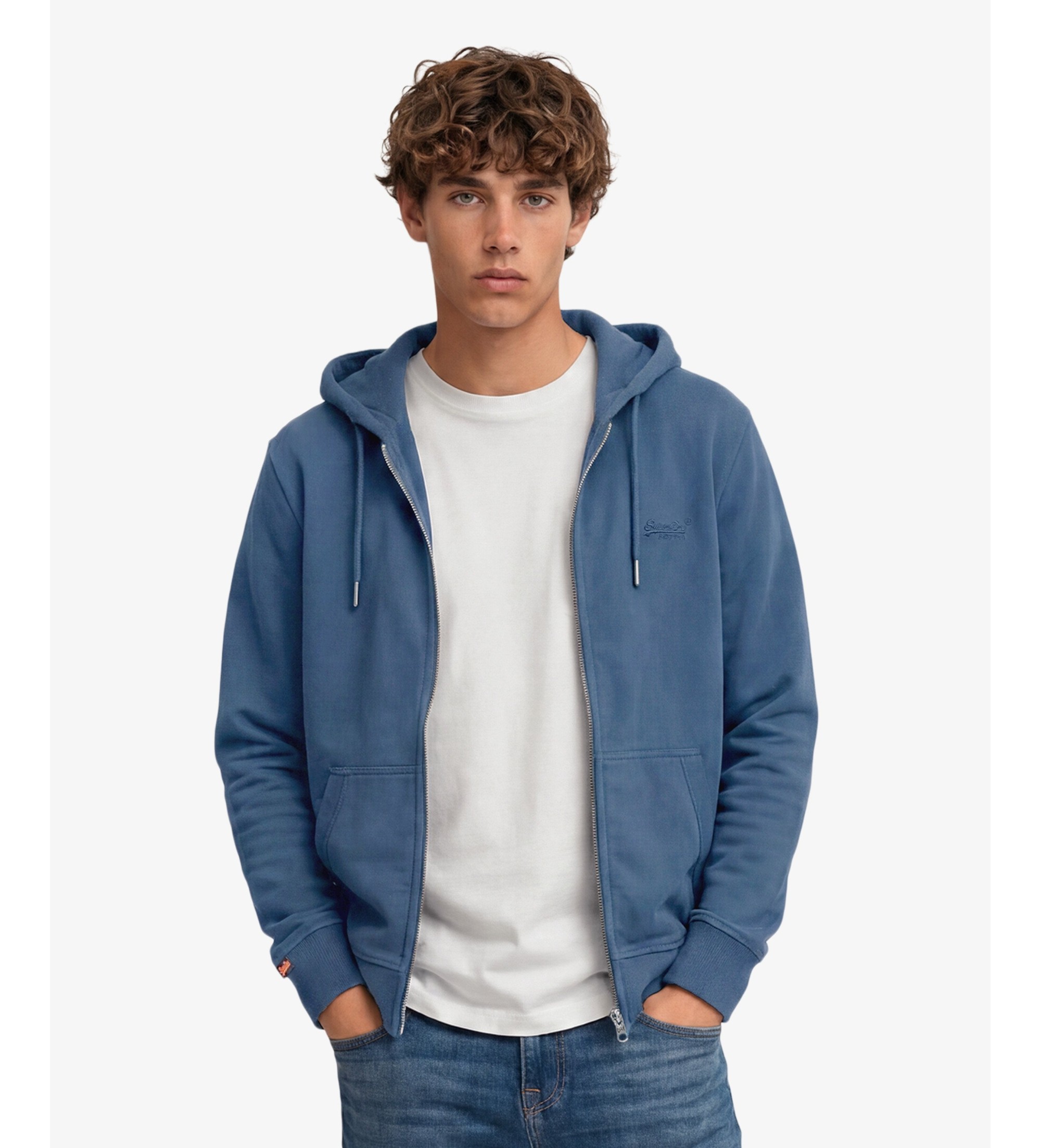 Superdry für Herren. M2014128B Essential Logo Zip Sweatshirt, blau (S), Lässig, Baumwolle, Langarm