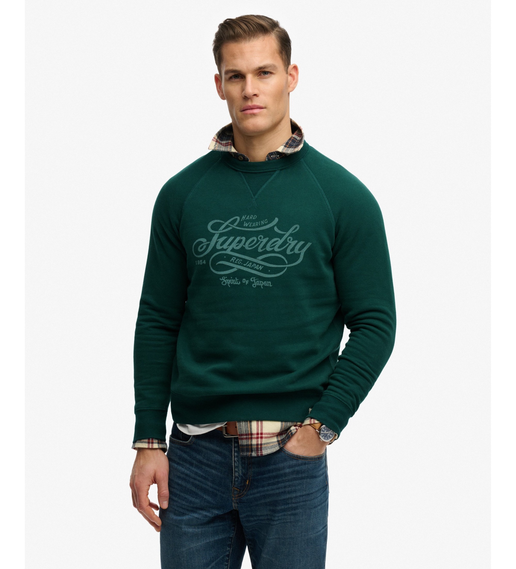Superdry für Herren. M2014474A Sweatshirt Merchant Vintage grün (M), Lässig, Baumwolle