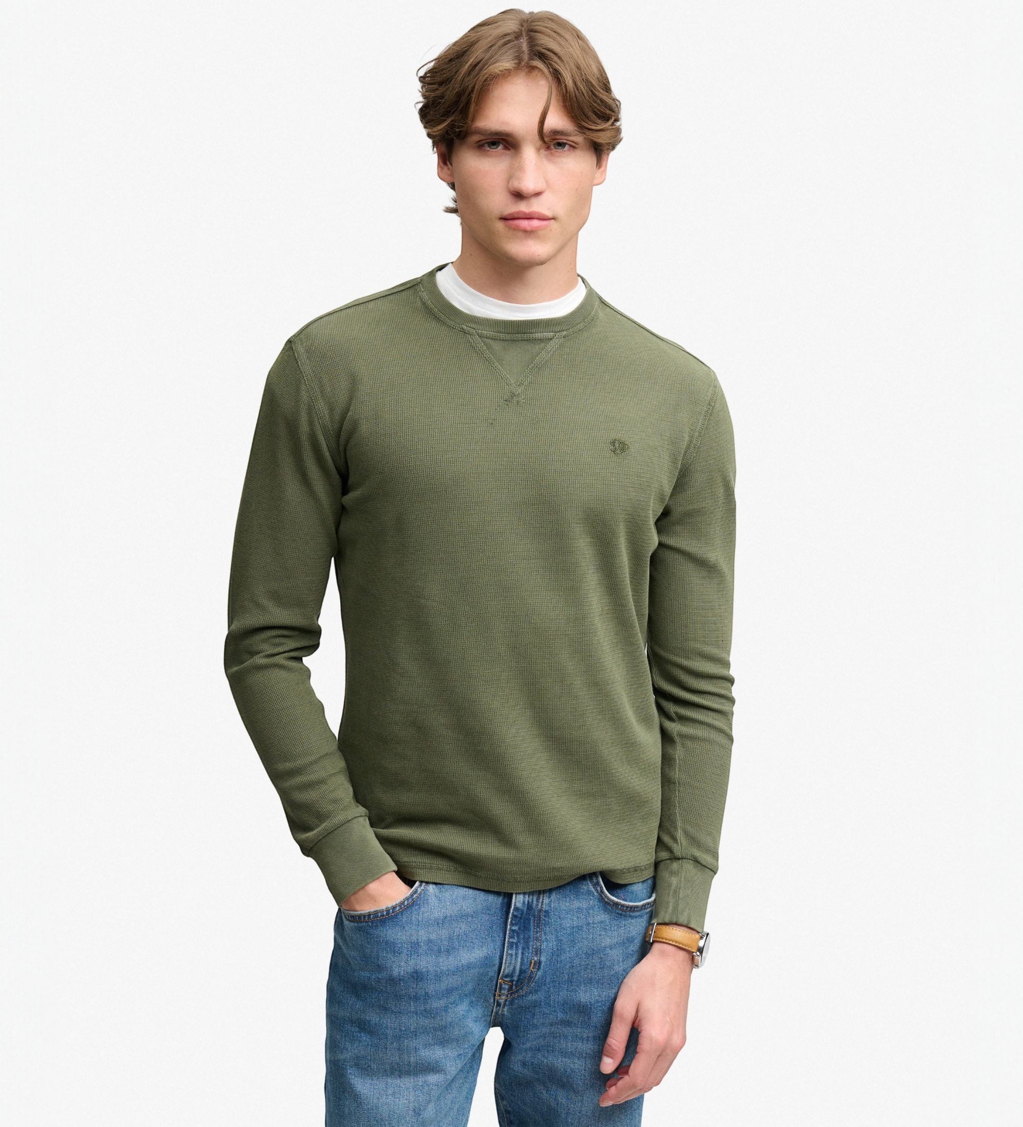 Superdry für Herren. M6010972A Jersey Classic Heavy Textured grün (XXL), Wolle, Klassisch