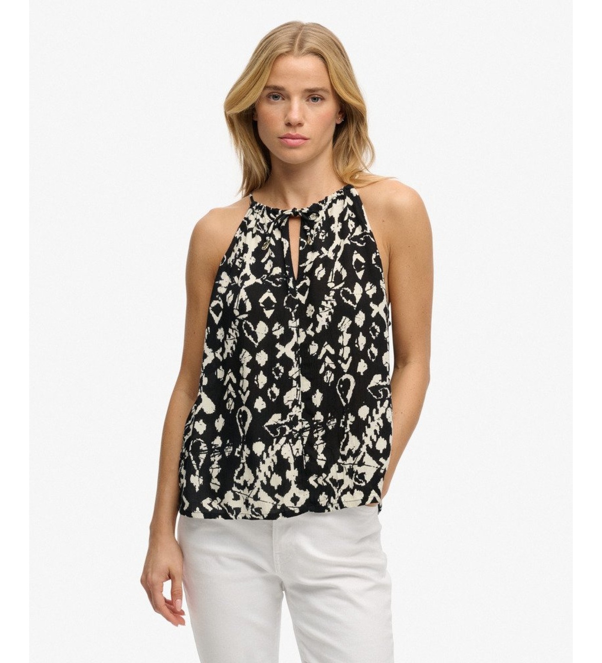 Superdryvoor vrouwen. W6012102A Beach top met bandjes zwart (XS), Casual, Viscose, Mouwloos / spaghettibandjes