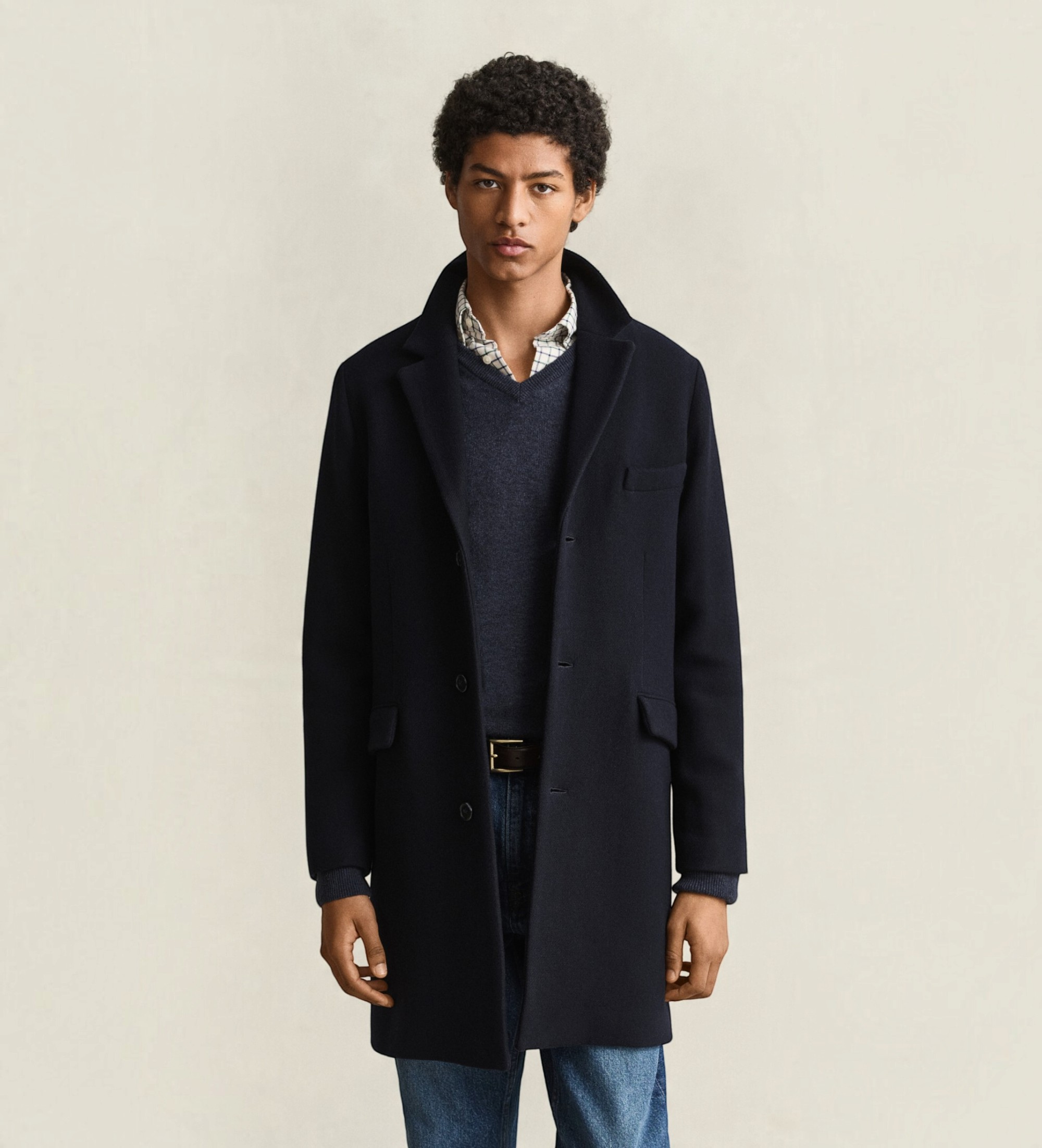 Gantvoor mannen. 7006674 Marineblauwe wollen jas (S), Casual