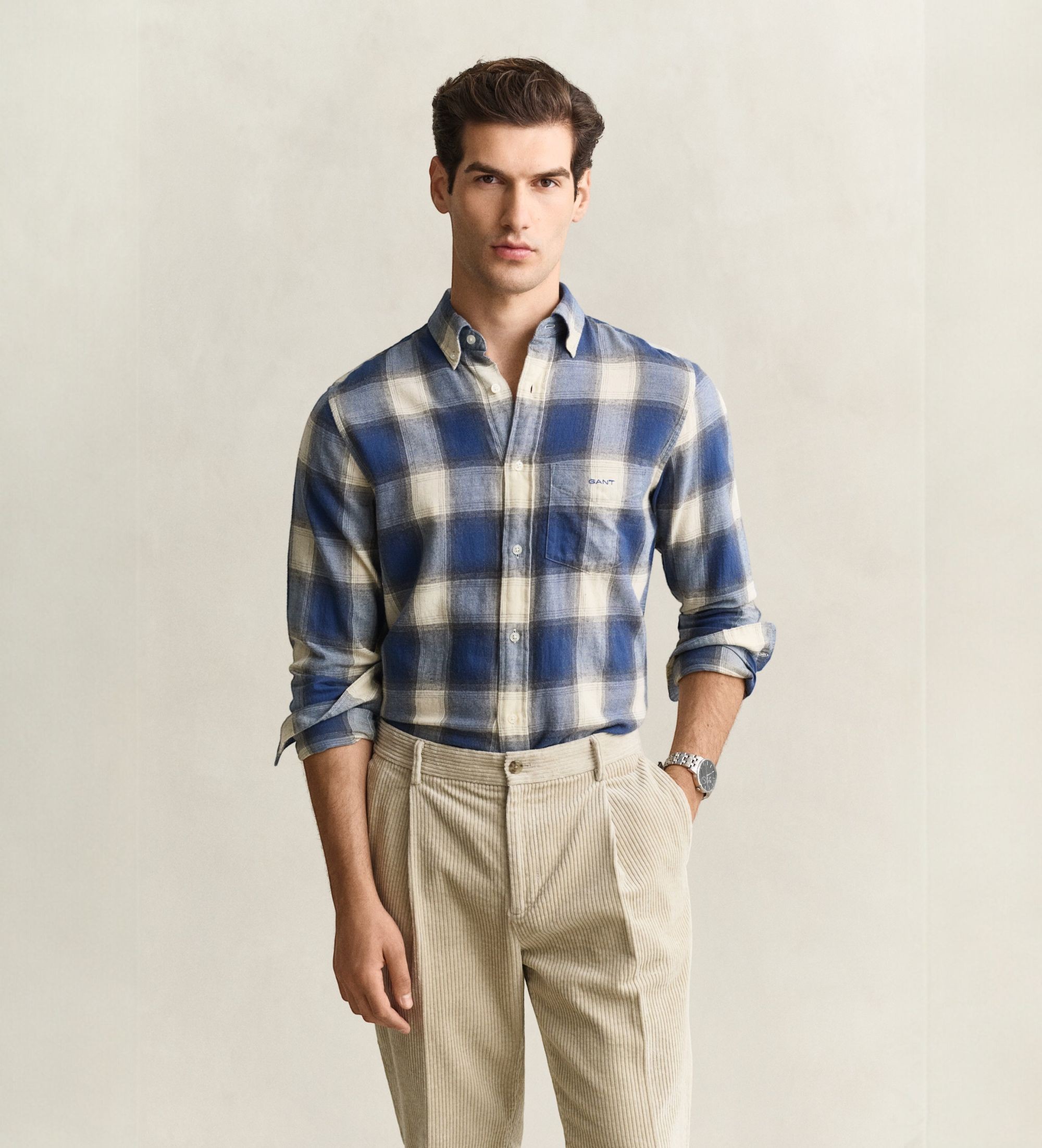 Gantvoor mannen. 3263035 Windblown shirt blauw (S), Casual, Katoen, Lange mouwen