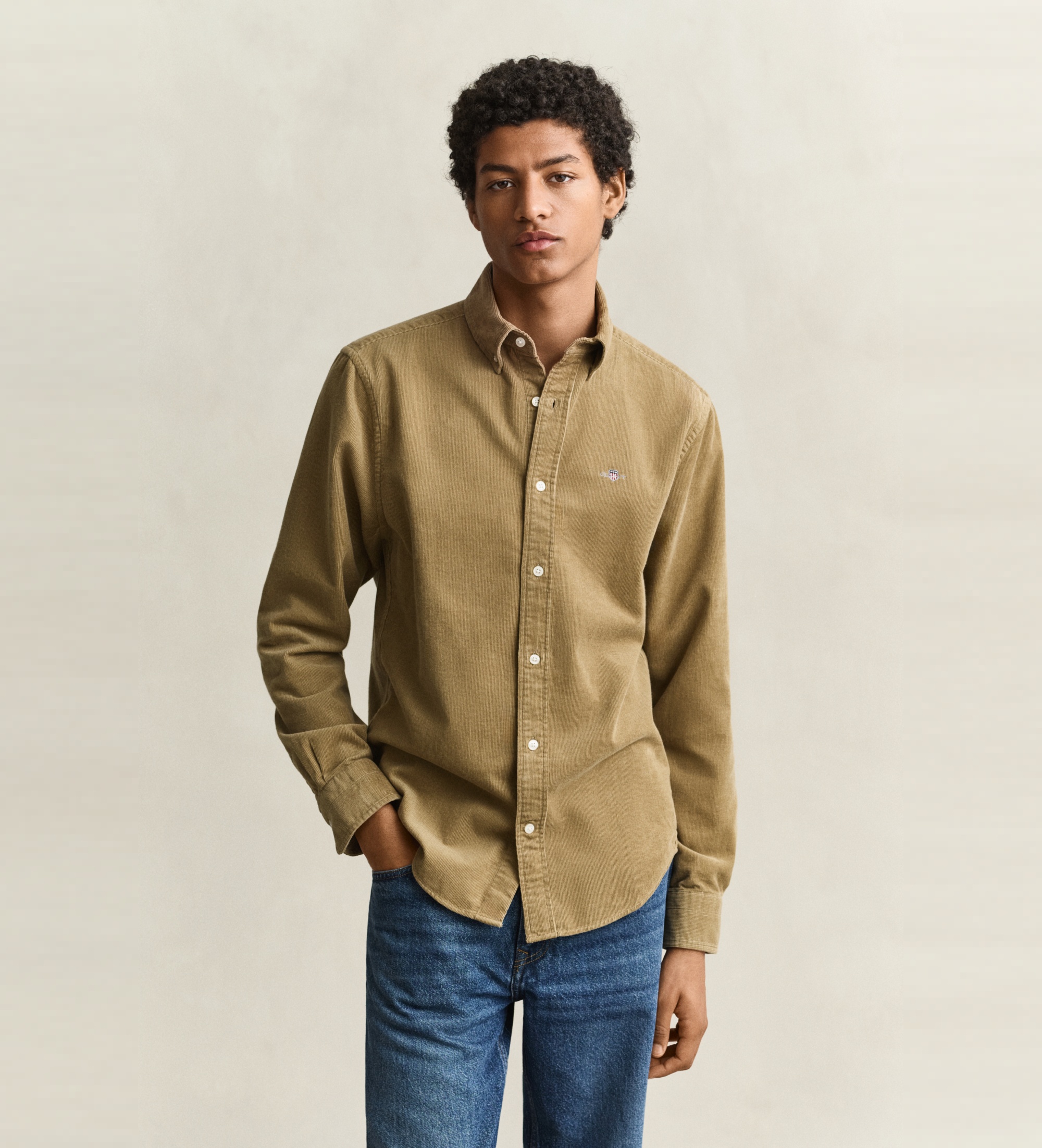 Gantvoor mannen. 3250351 Archive Shield corduroy overhemd taupe (XL), Casual, Katoen, Lange mouwen