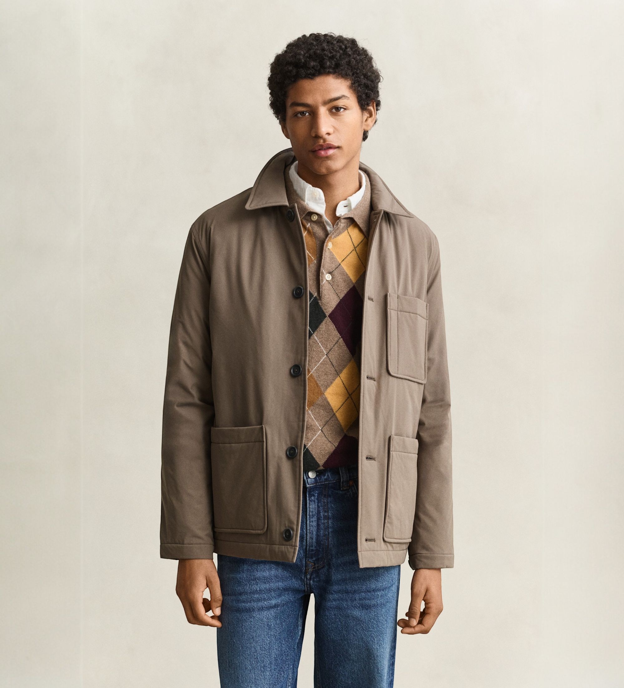 Gantvoor mannen. 7006670 Gewatteerde Chore-jas taupe (XXL), Casual, Gerecycled polyester
