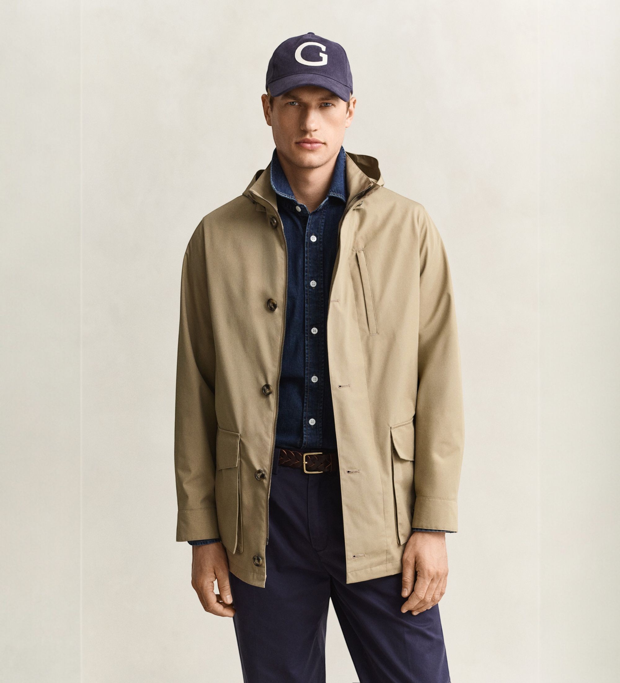 Gantvoor mannen. 7006658 Dubbele jas taupe (XXL), Casual, Gerecycled polyester