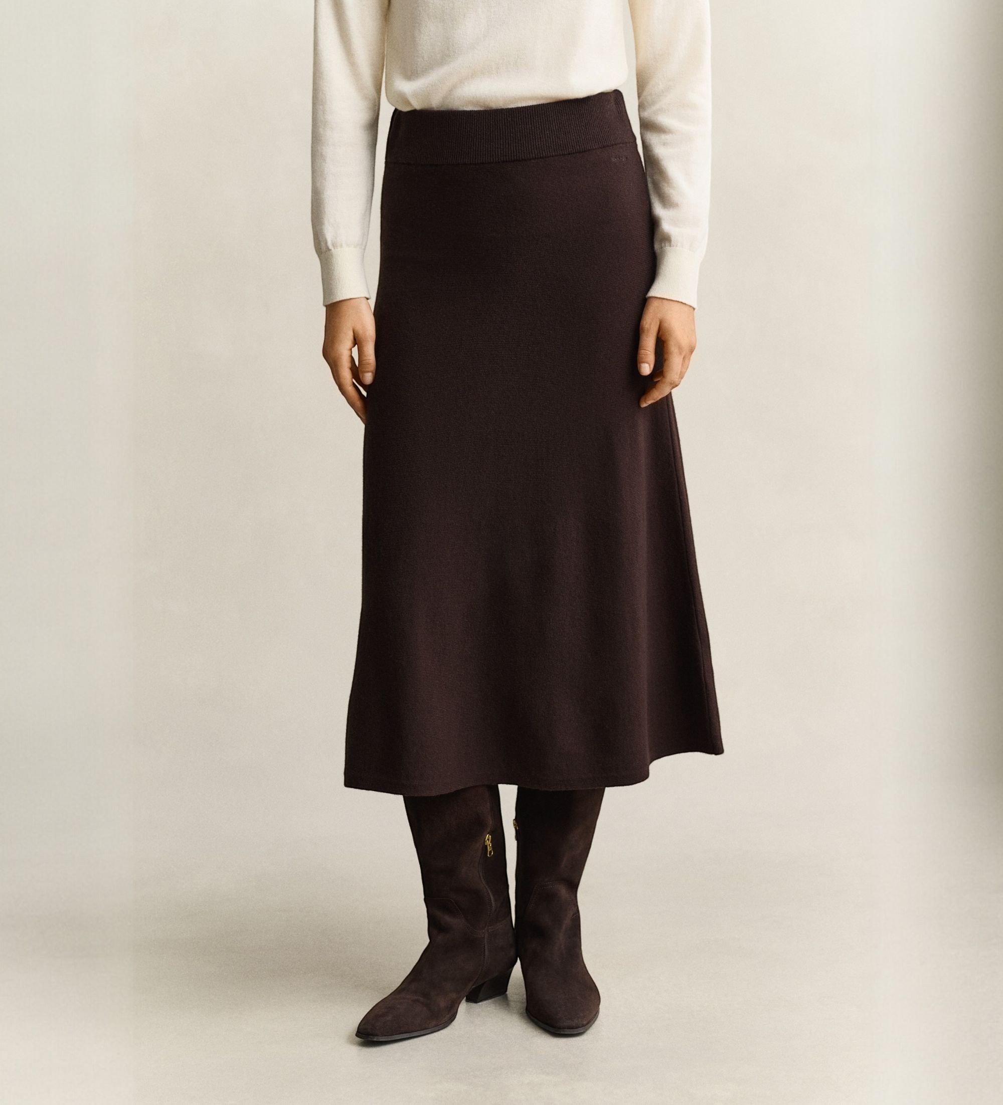 Gantvoor vrouwen. 4400159 Donkerbruine schapenwollen rok (L), Casual
