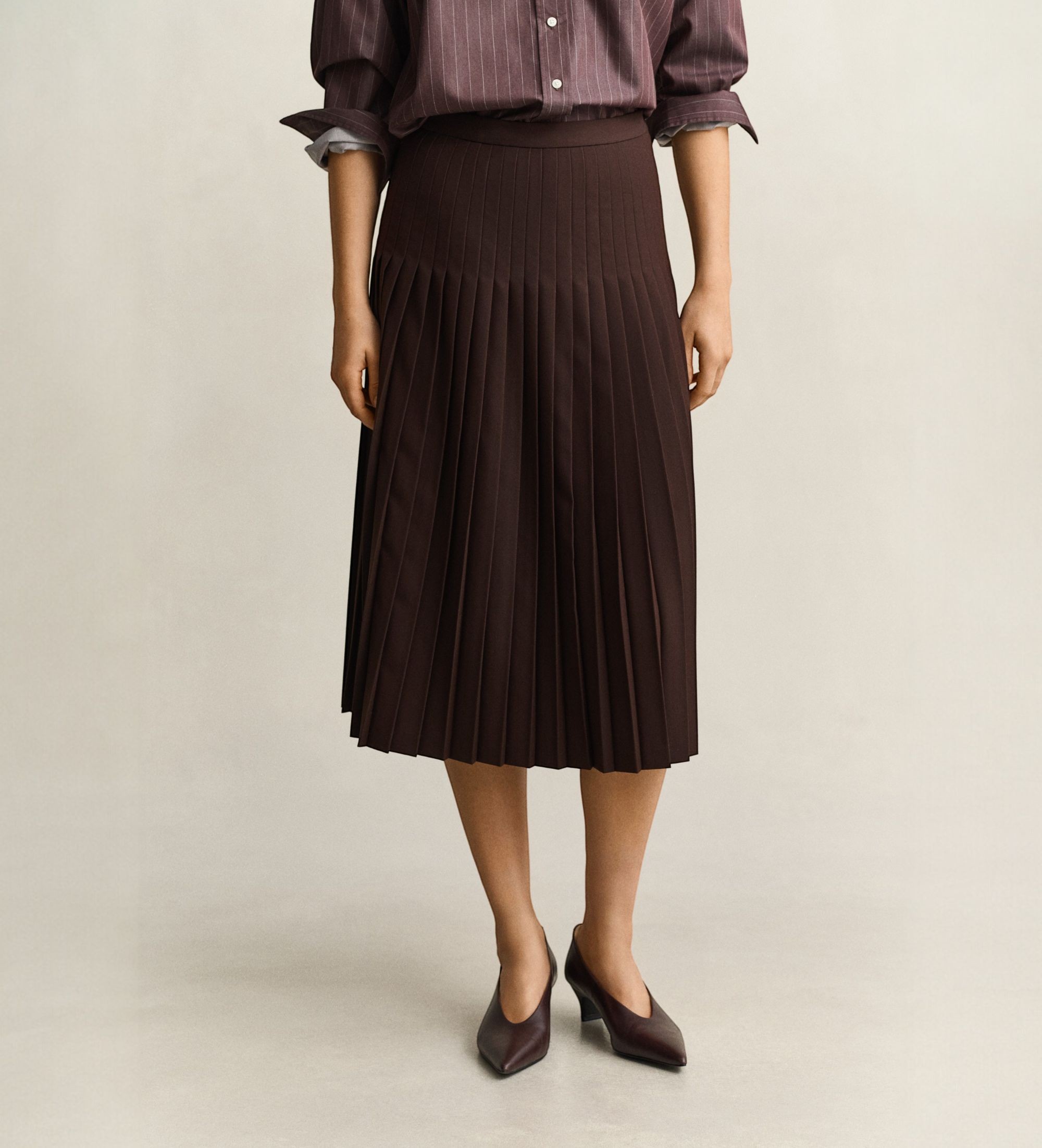Gantvoor vrouwen. 4400280 Geplisseerde midirok, bruin (40), Casual, Klassiek, Gerecycled polyester