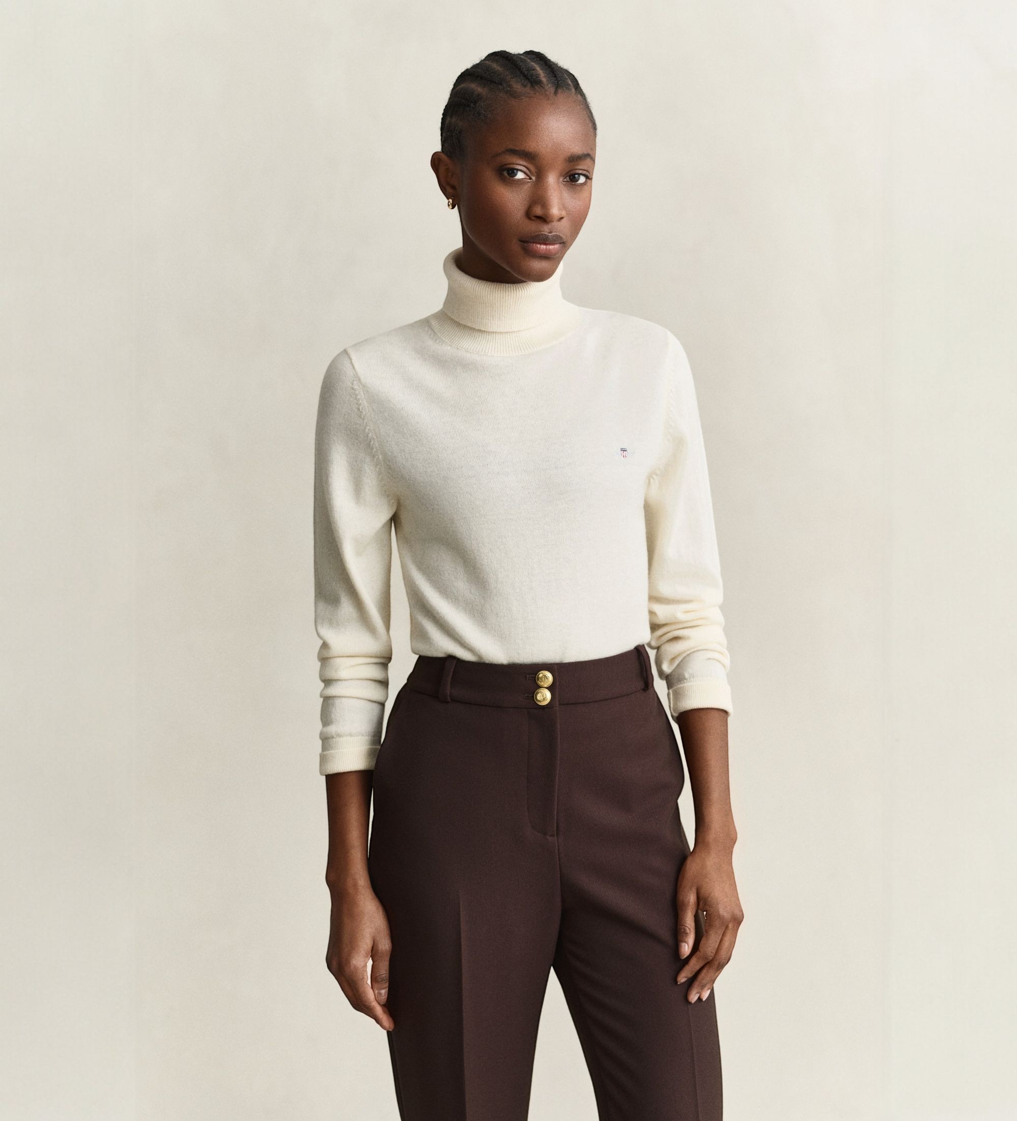 Gantvoor vrouwen. 4802419 Beige coltrui (XL), Casual, Wol, Klassiek, Lange mouwen