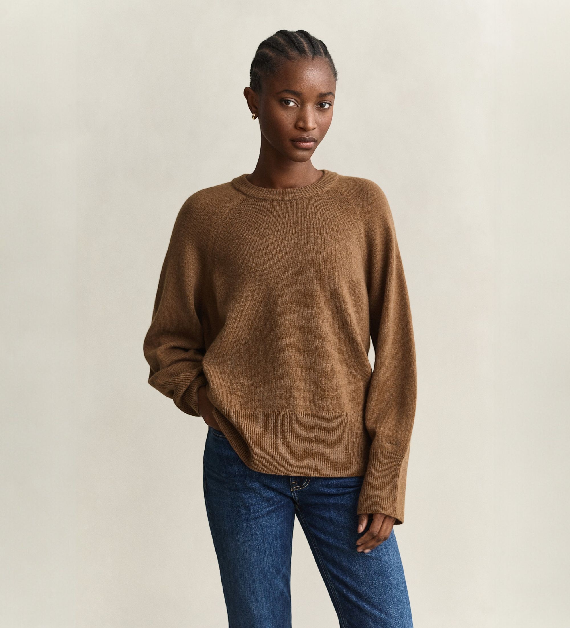 Gantvoor vrouwen. 4802415 Trui met ronde hals van wol en kasjmier, bruin (XL), Casual