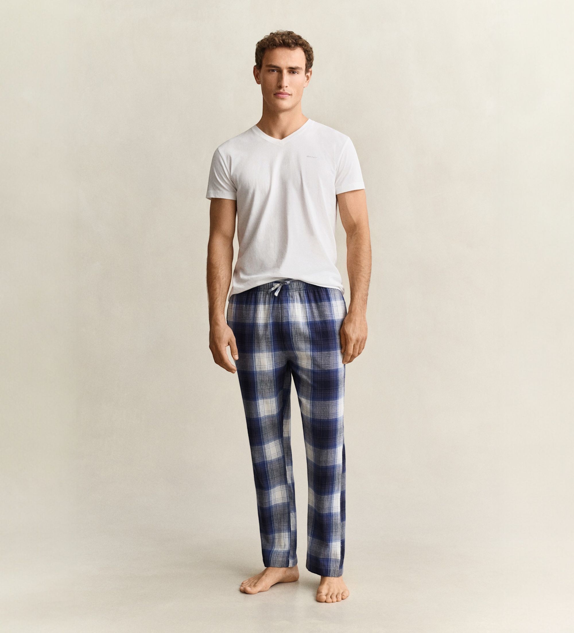 Gantvoor mannen. 902639306 Marineblauwe geruite pyjamabroek (M), Homewear, Katoen