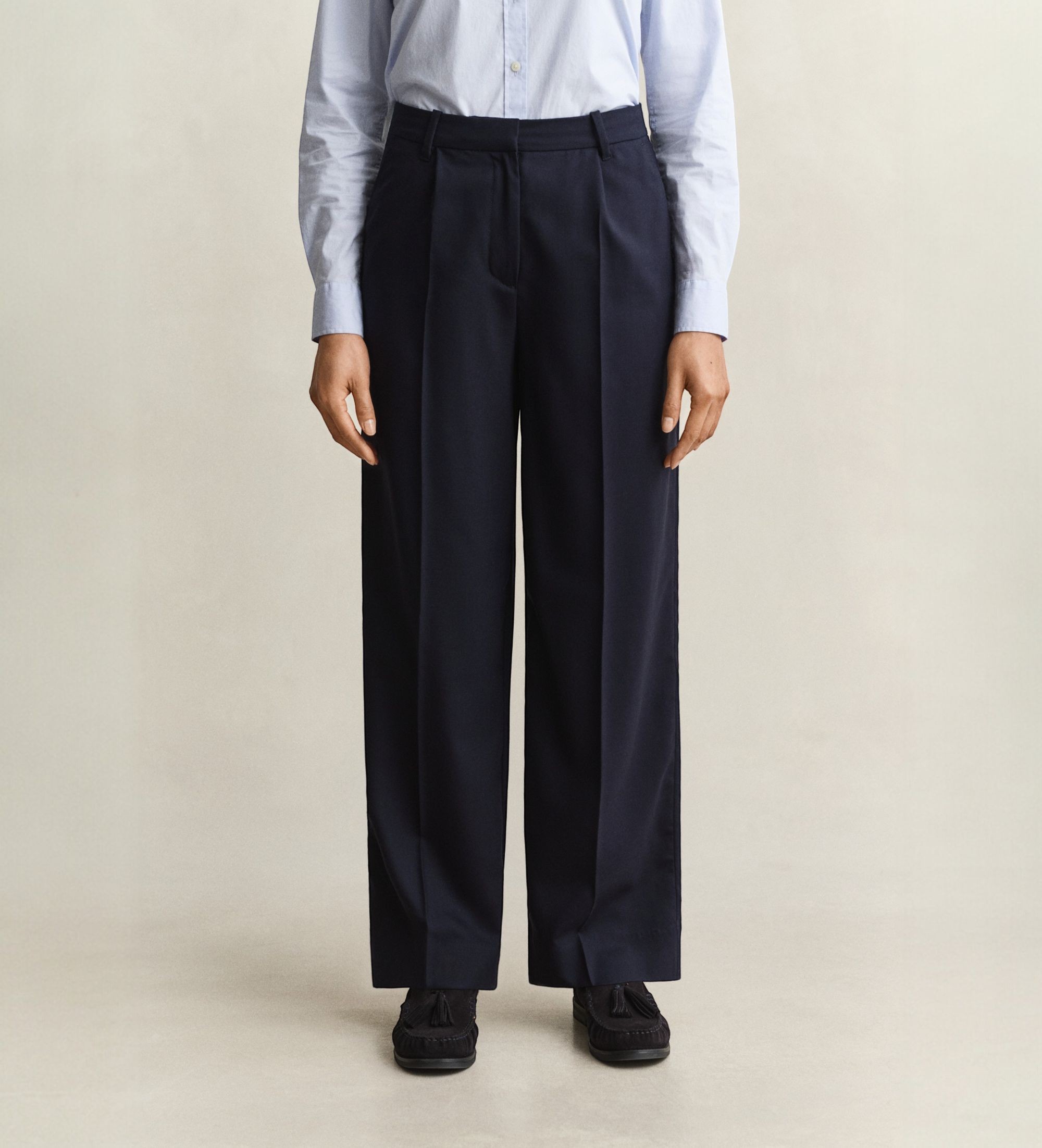 Gantvoor vrouwen. 4150416 Donkerblauwe pantalon (32), Casual, Wol, Klassiek, Marineblauw