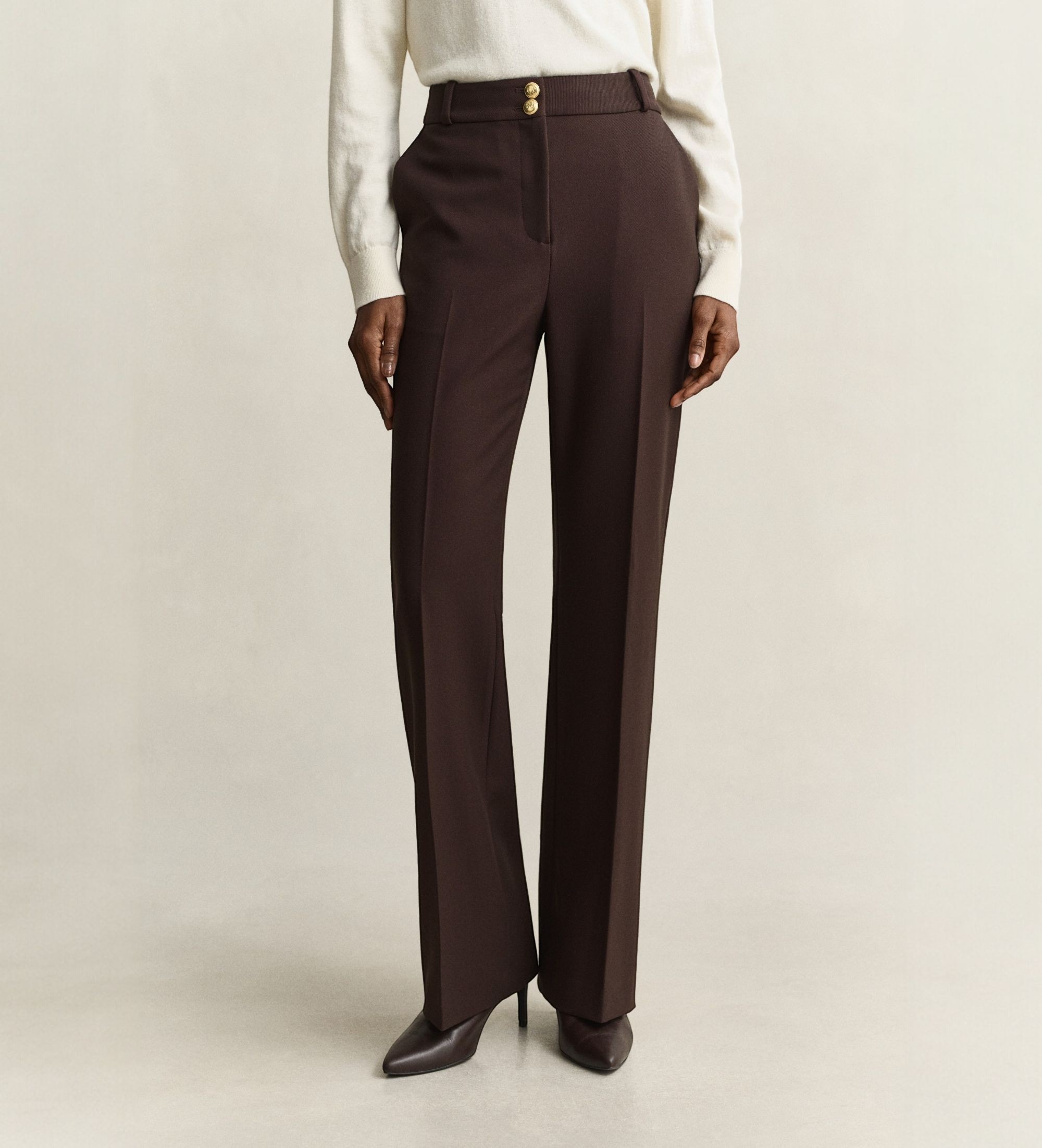 Gantvoor vrouwen. 4150383 Bruine gebootcut broek (34), Casual, Klassiek, Gerecycled polyester