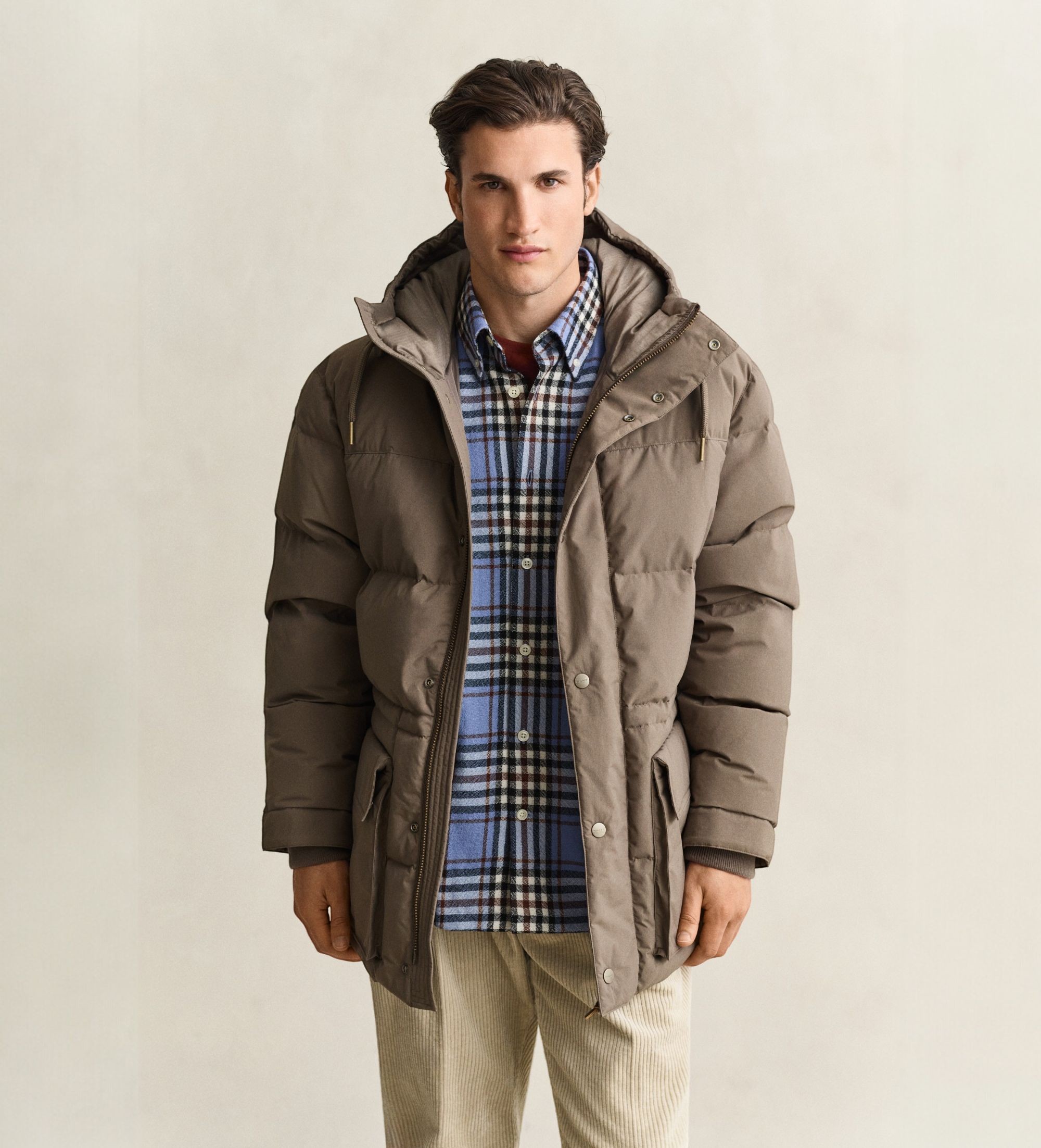 Gantvoor mannen. 7006683 Taupe donsjack (XXL), Casual, Gerecycled nylon