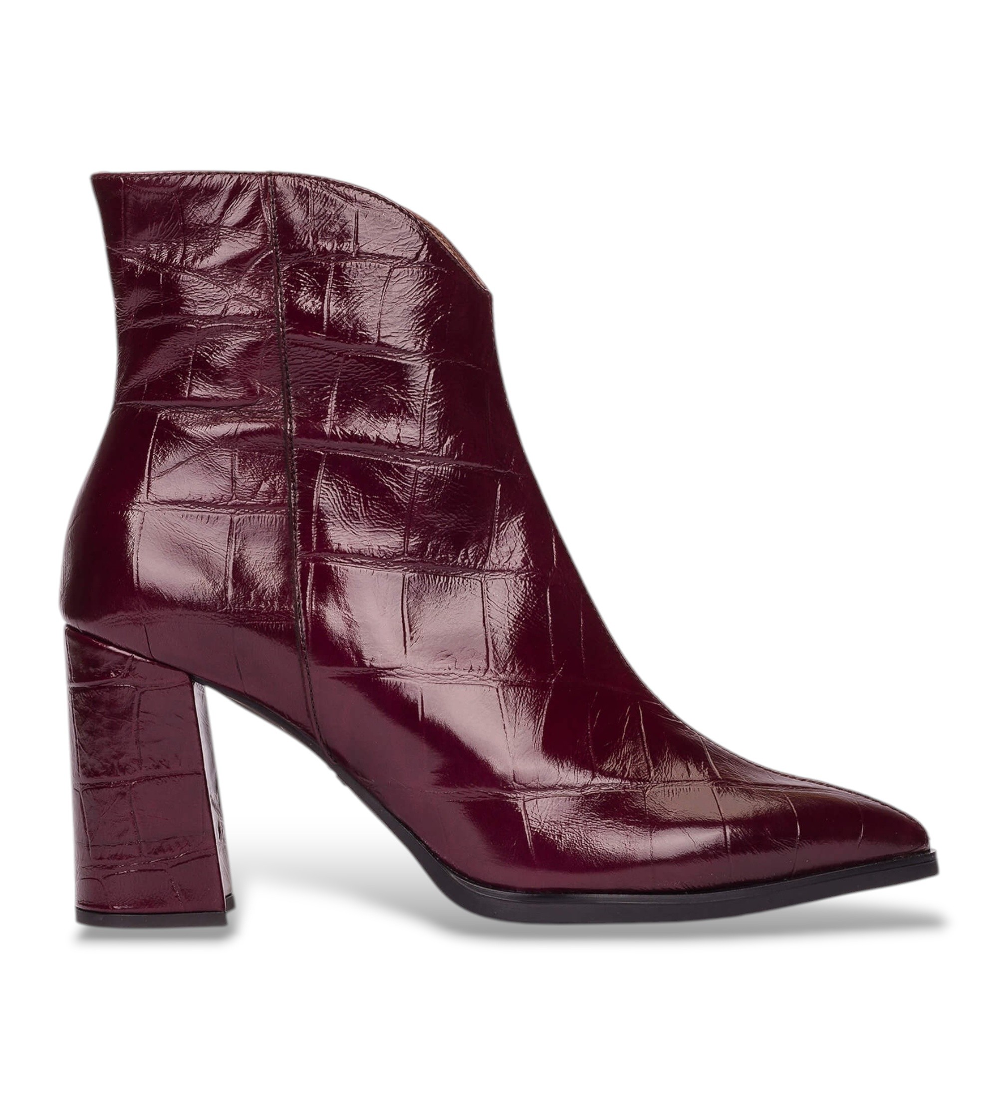 Wonders für Damen. M-5444 Velvet Lederstiefel in Granatrot (37), 3 bis 5 cm, Reißverschluss, Lässig, Kastanienbraun, Lackleder