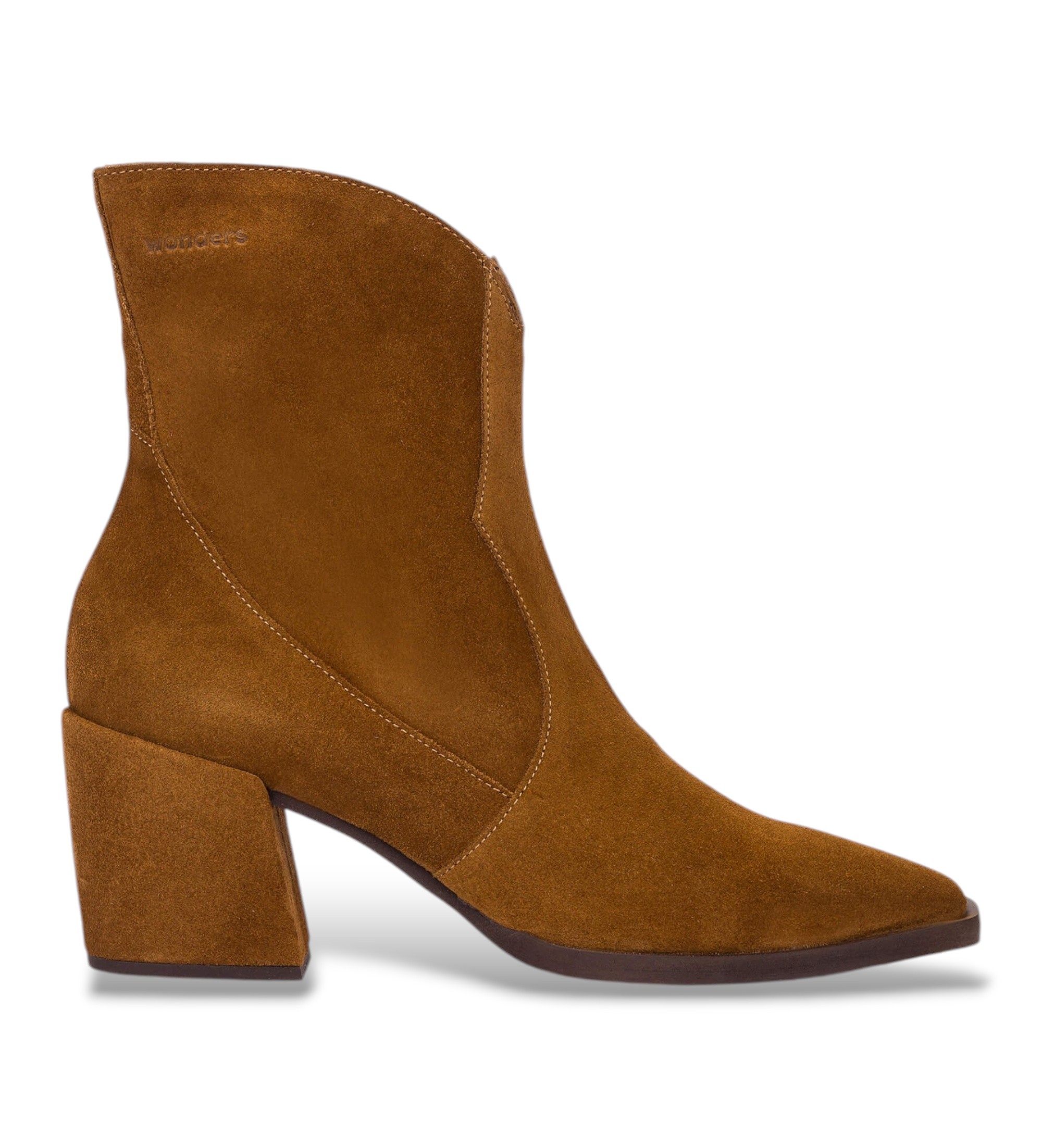 Wonders für Damen. M-6402 Charme Lederstiefel braun (36), 3 bis 5 cm, Reißverschluss, Lässig
