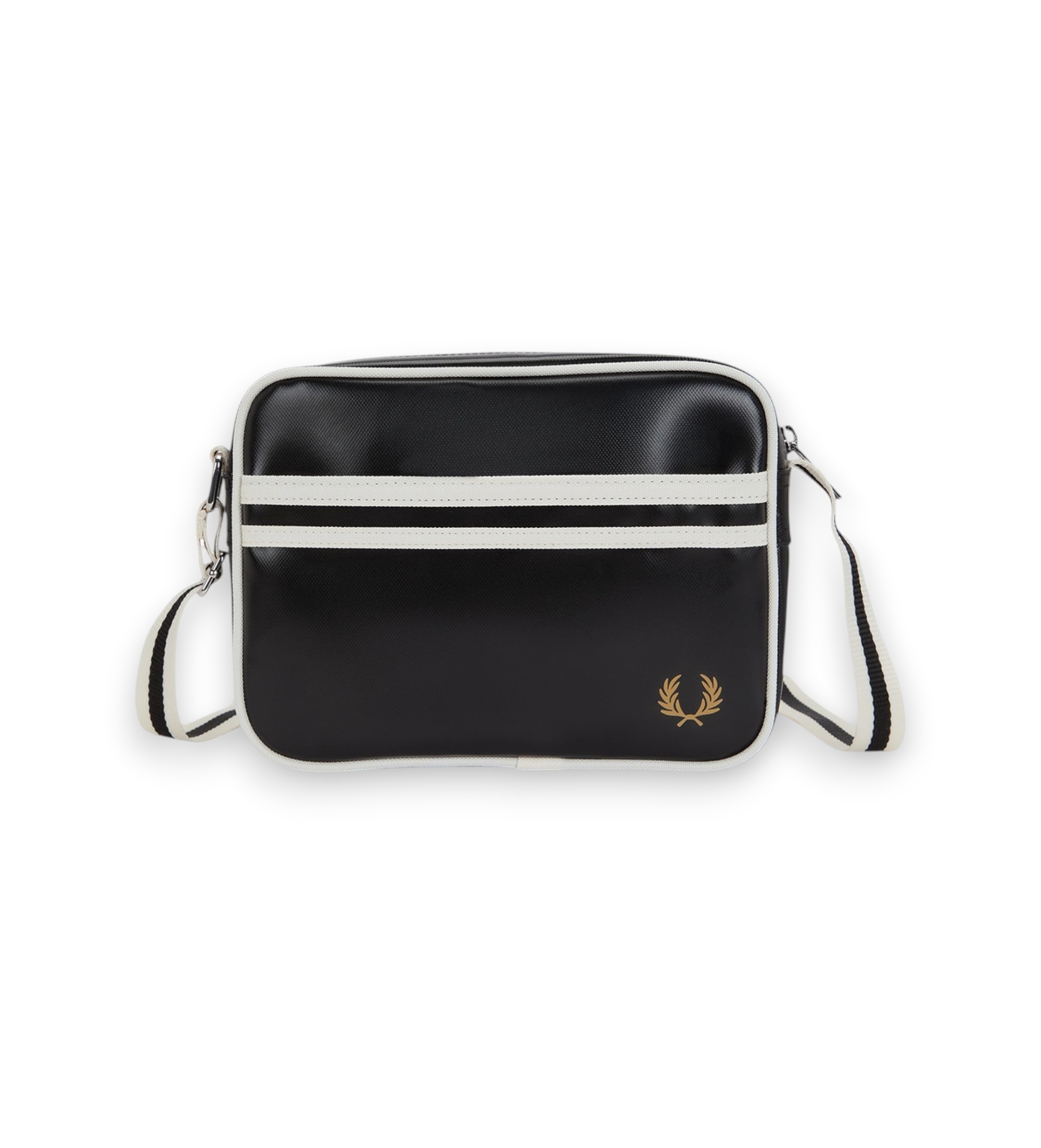 Fred Perry für Herren. L2168 Klassische schwarze Schultertasche (OSFA), Lässig, Recyceltes Polyester, Nachhaltig