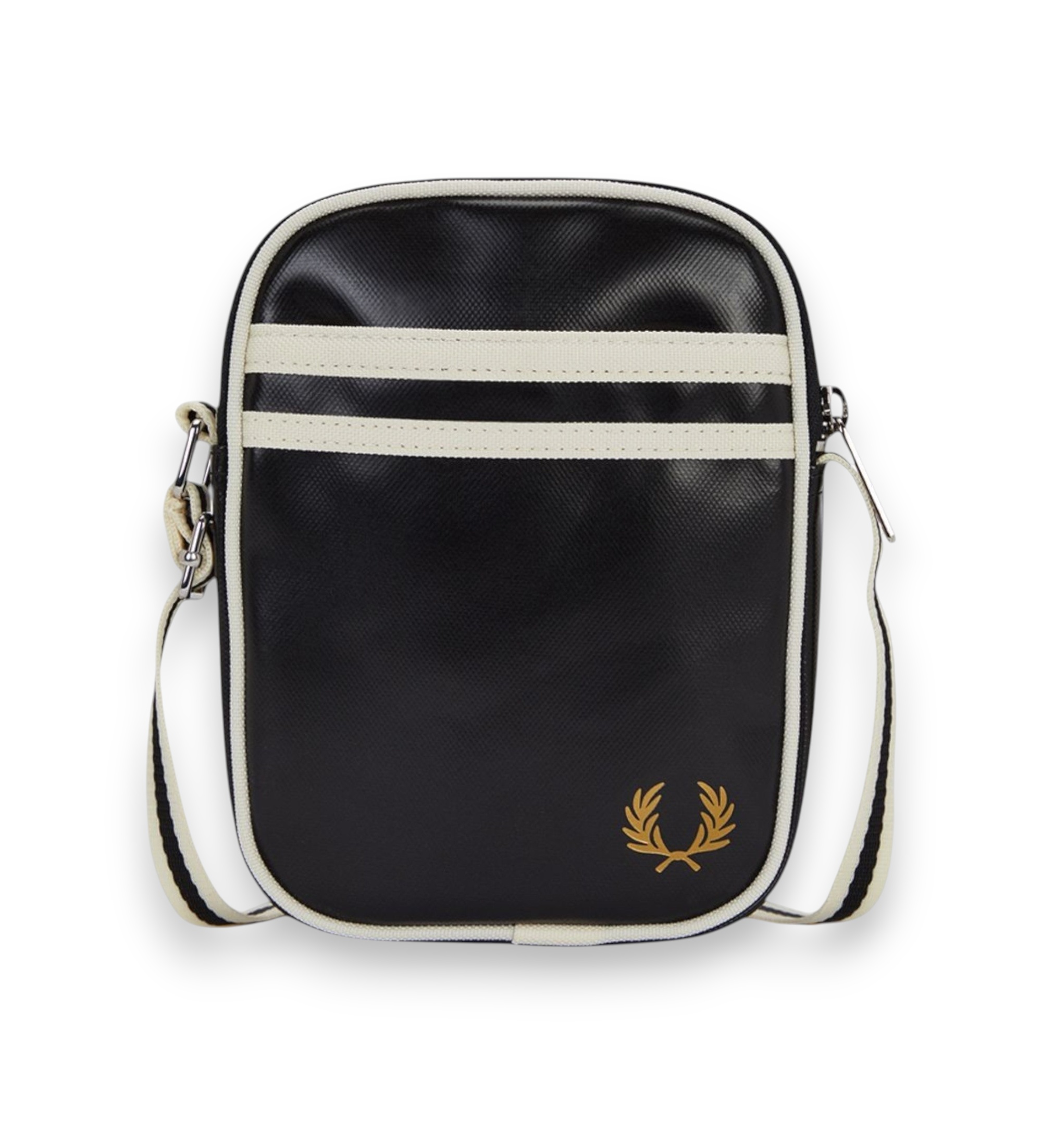 Fred Perry für Herren. L1179 Kleine klassische Umhängetasche schwarz (OSFA), Lässig, Recyceltes Polyester, Nachhaltig