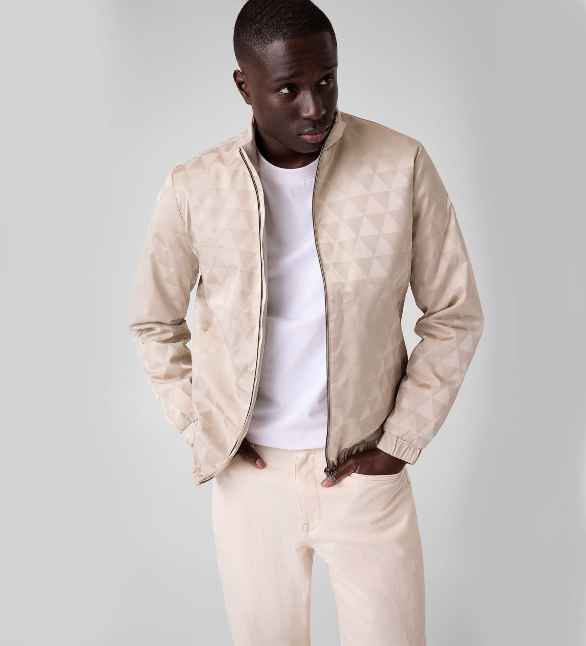 Guess für Herren. M6YL24W2815 Jacke Logo Allover beige (M), Lässig, Polyester