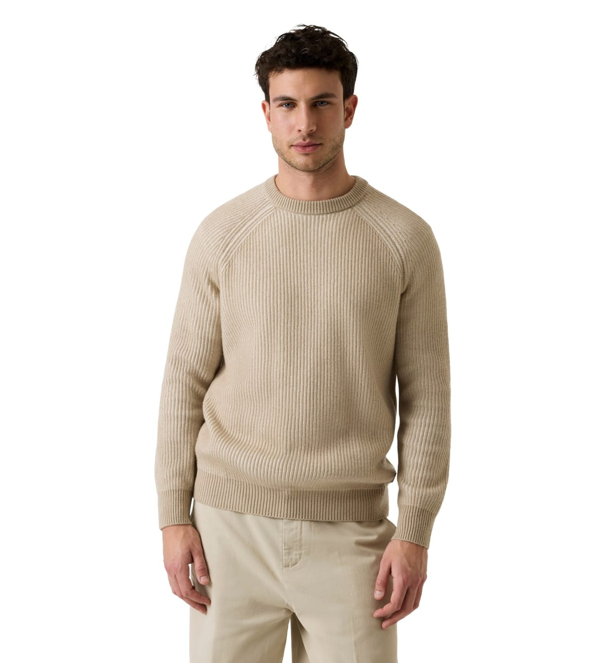 Guess für Herren. M6BR19Z1368 Niro Raglan-Pullover mit Vanisé-Streifen in Beige (L), Lässig, Polyamid