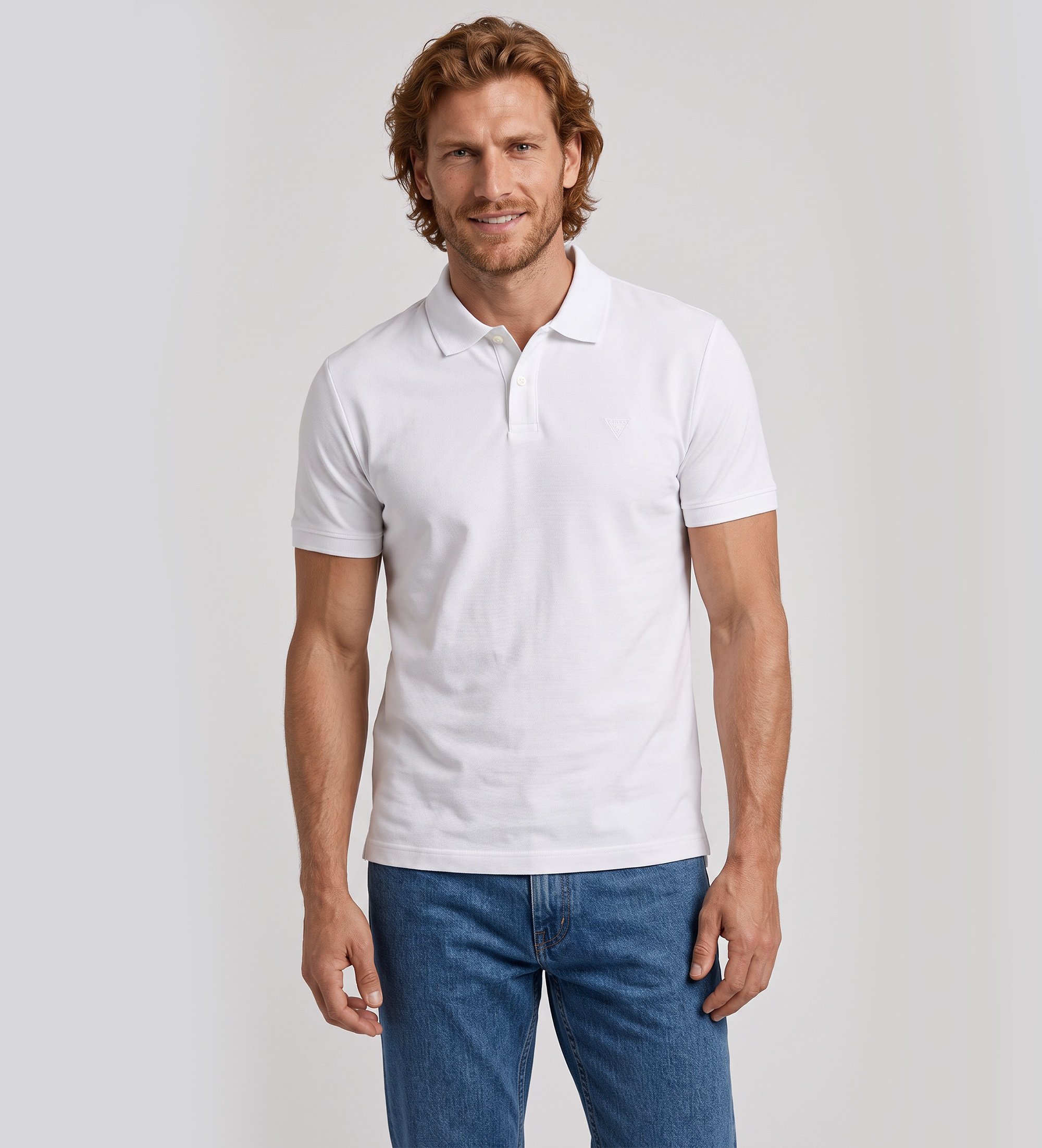 Guess für Herren. M6YP60K4388 Basic Poloshirt Kurzarm weiß (M), Lässig, Baumwolle