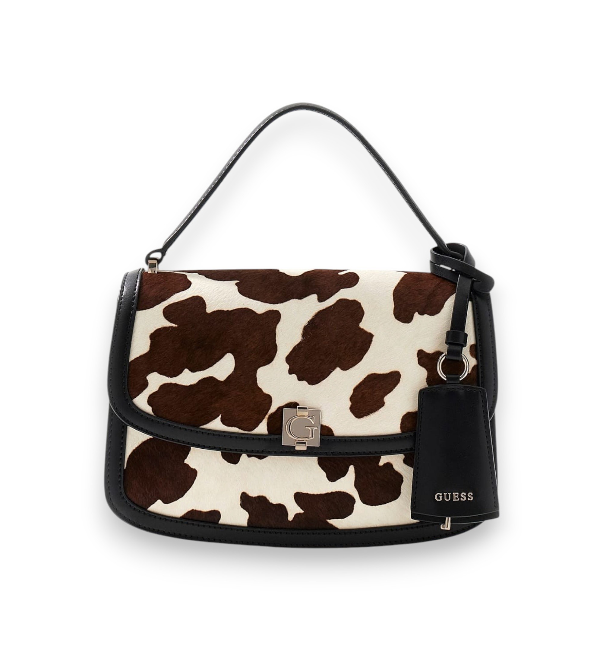 Guess für Damen. HWRG9734210 Audrey Schwarze Convertible Crossbody-Tasche mit Klappe (OSFA), Braun, Lässig, Tierdruck, Leder