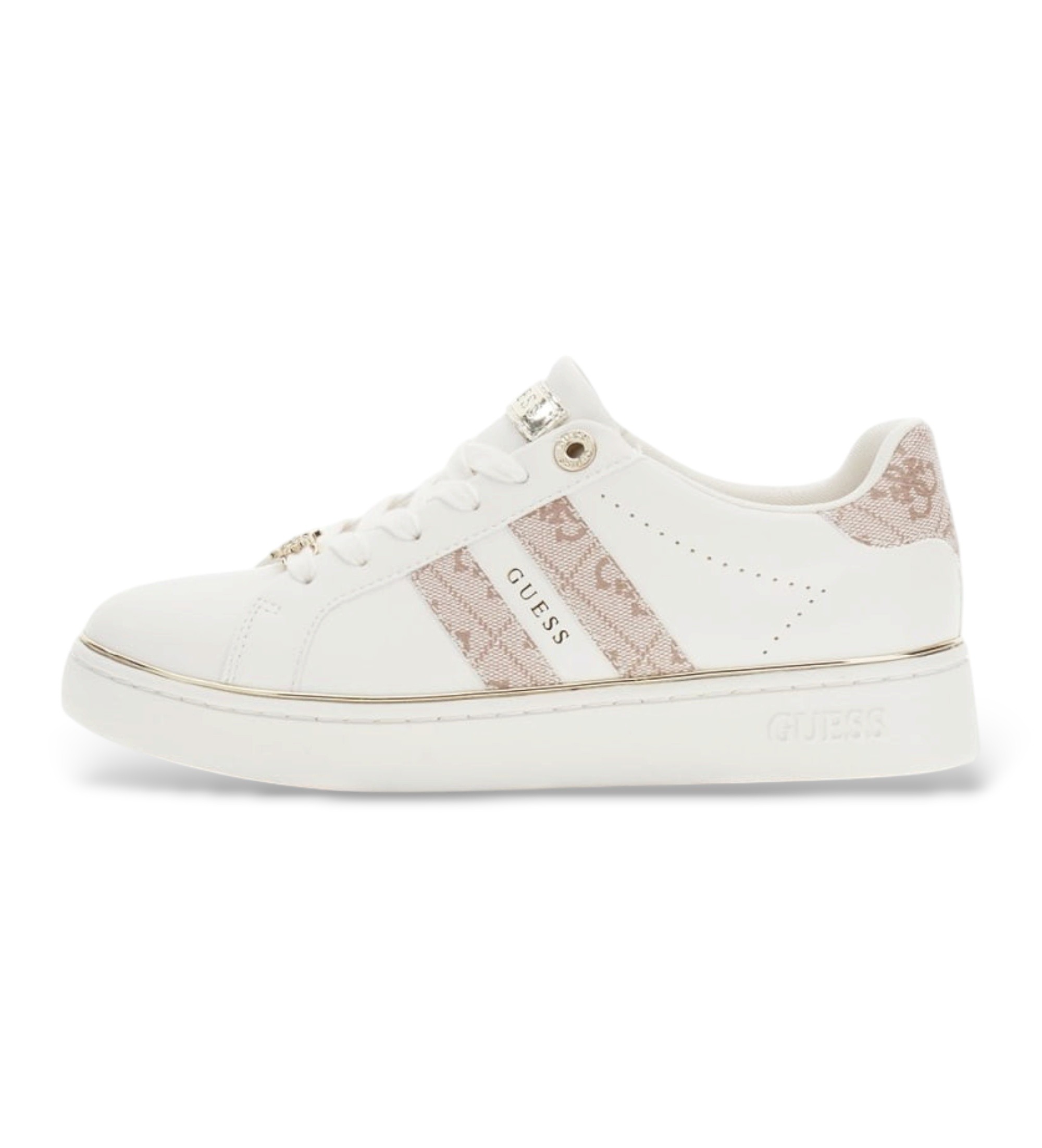 Guess für Damen. FLTBRLELE12 Beigefarbene Barlie-Turnschuhe (41), 1 bis 3 cm, Schnürsenkel, Lässig