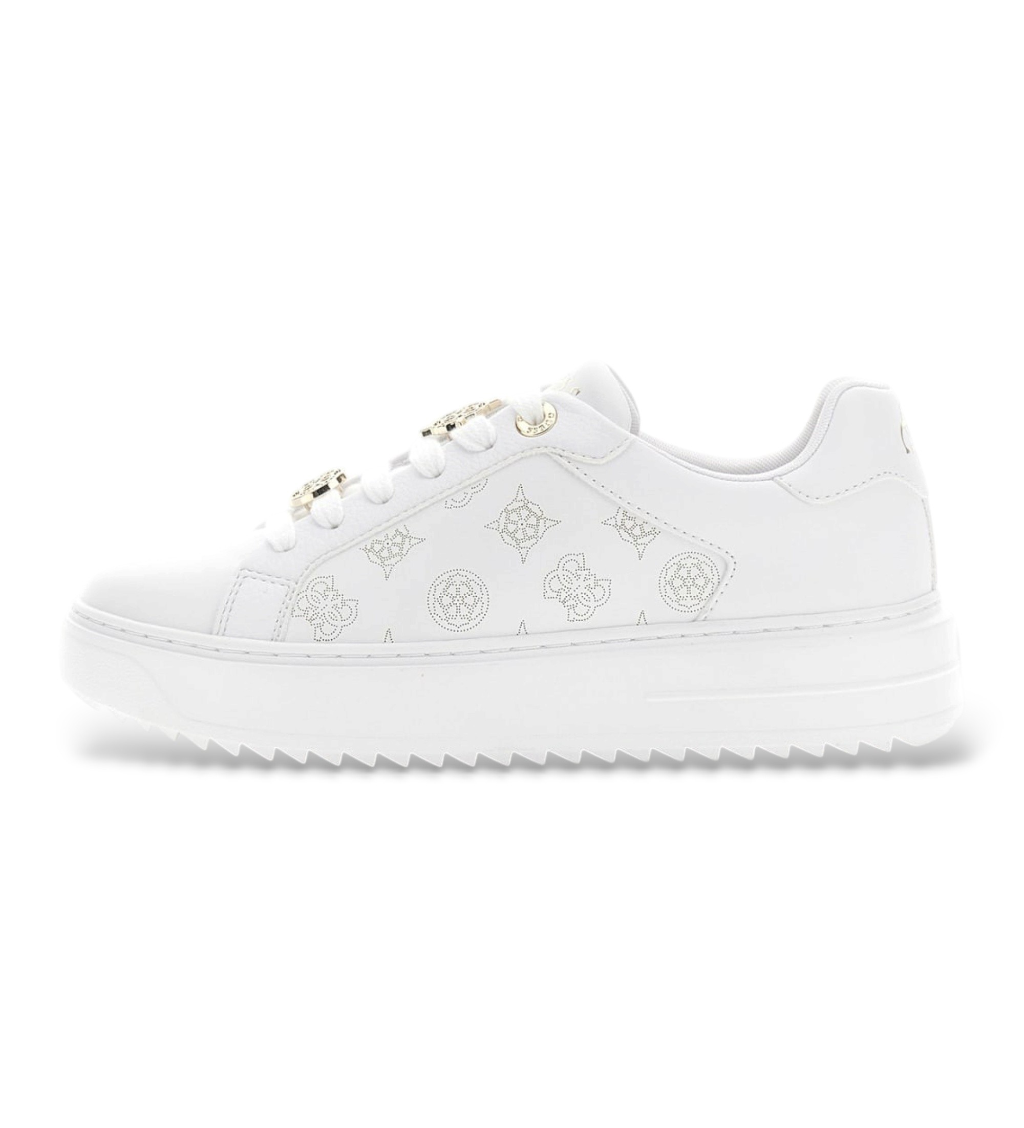 Guess für Damen. FLFDUEELE12 Weiße Duena-Turnschuhe (36), Wohnung, 1 bis 3 cm, Schnürsenkel, Lässig