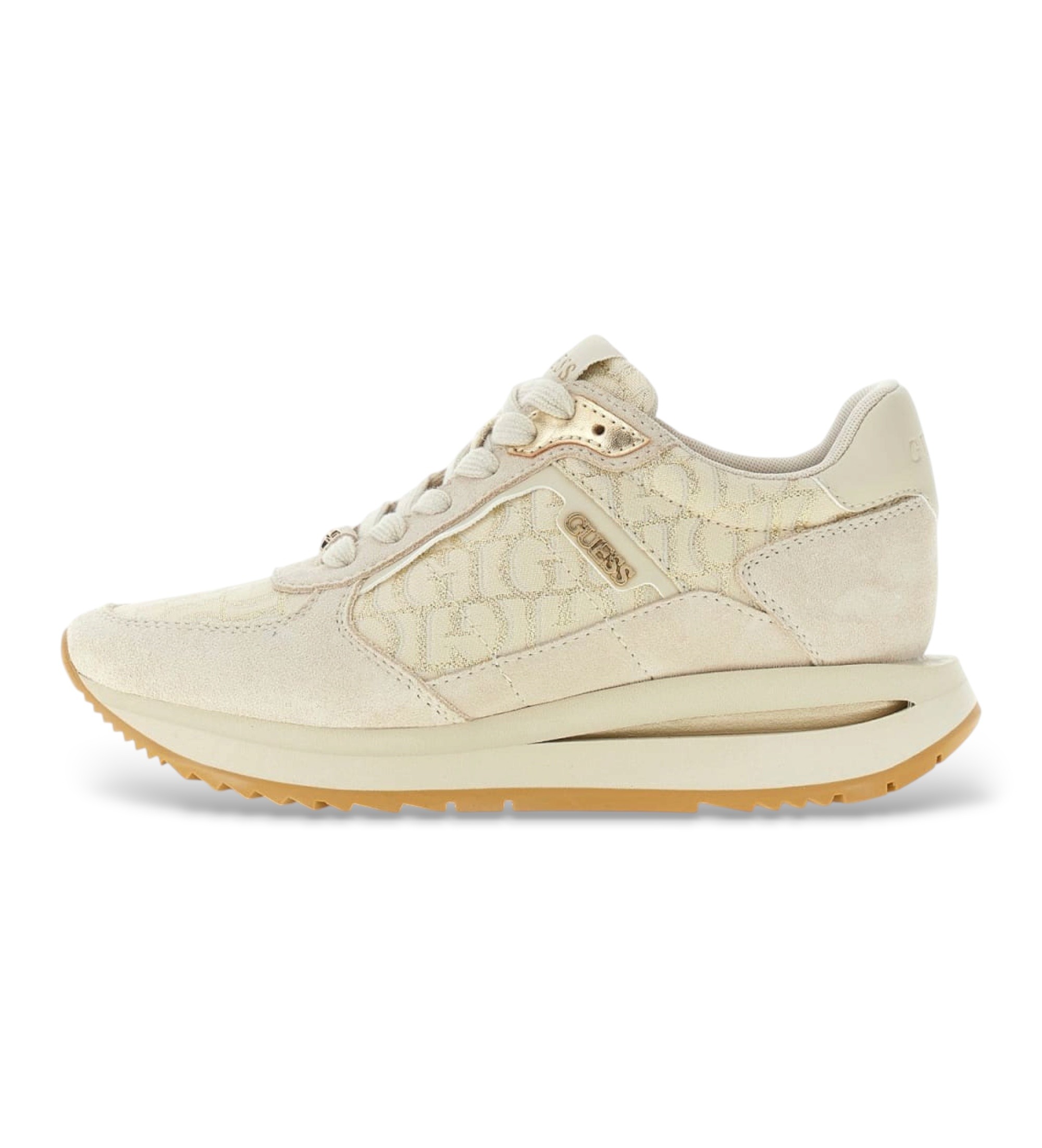Guess für Damen. FLTEG5LEA12 Sneaker Energy beige (38), Wohnung, Schnürsenkel, Lässig, Leder