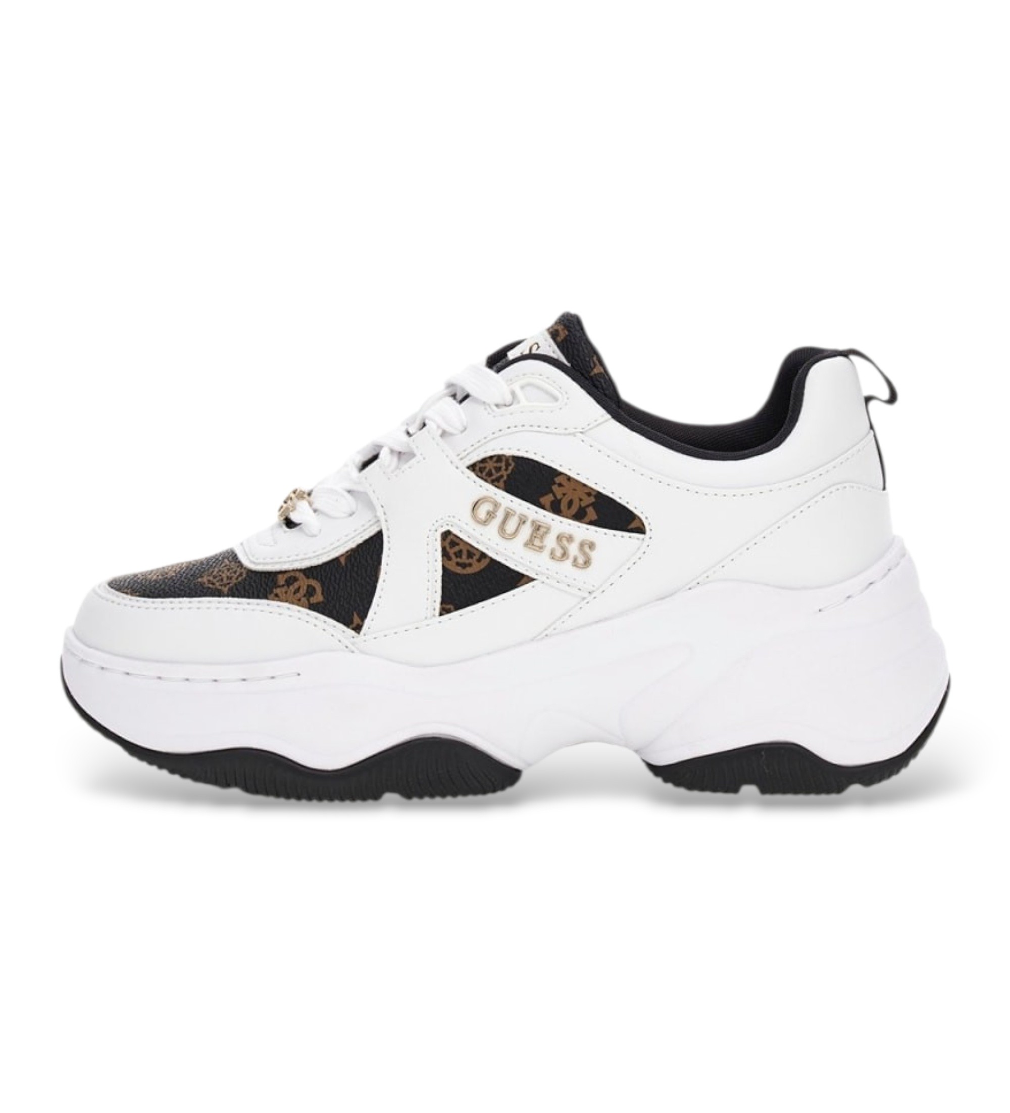 Guess für Damen. FLFHACFAL12 Sneaker Hacha weiß (38), 3 bis 5 cm, Schnürsenkel, Lässig