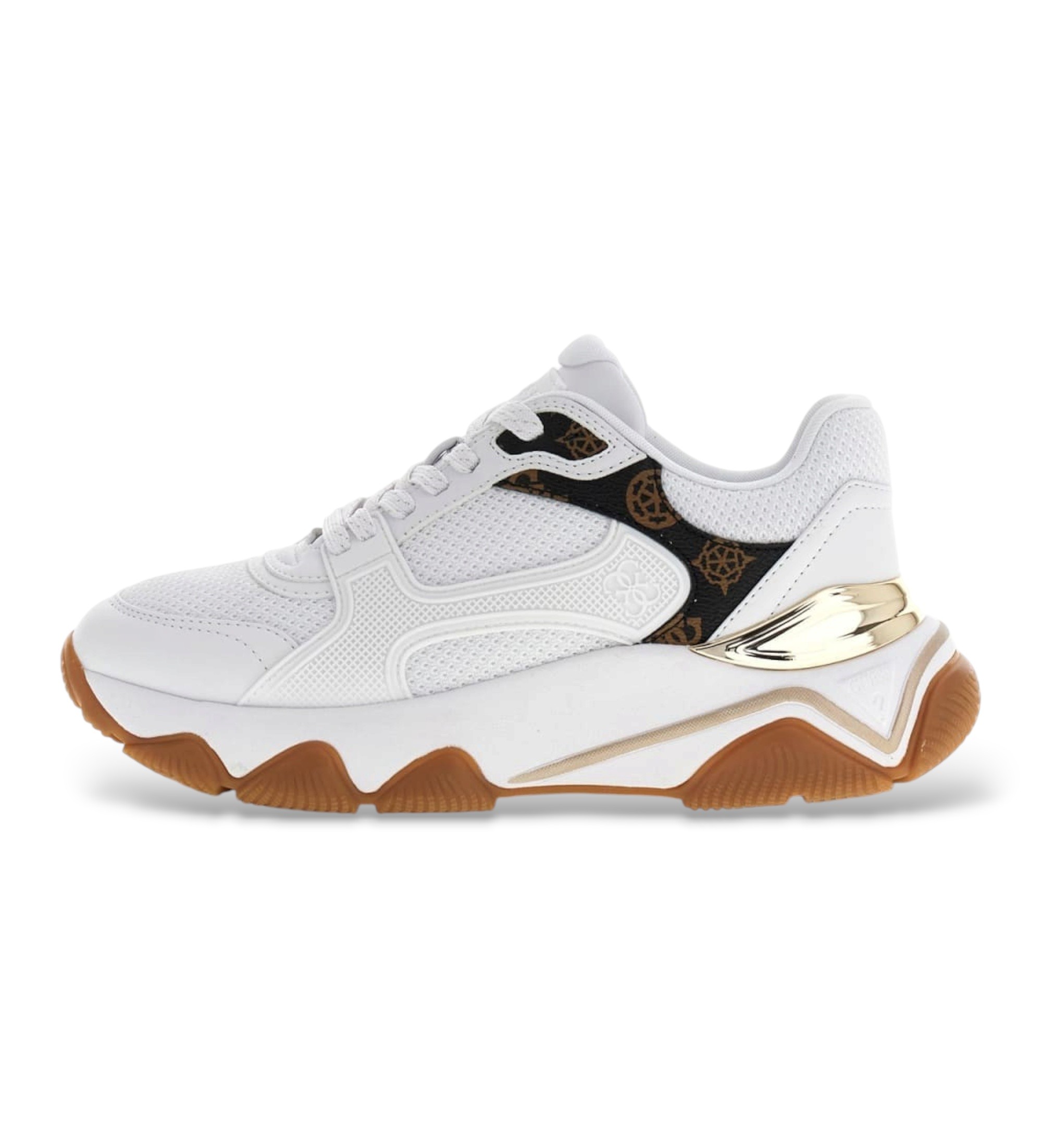 Guess für Damen. FLTMZZELE12 Mazzy Sneaker weiß (41), 1 bis 3 cm, Schnürsenkel, Lässig, Polyester