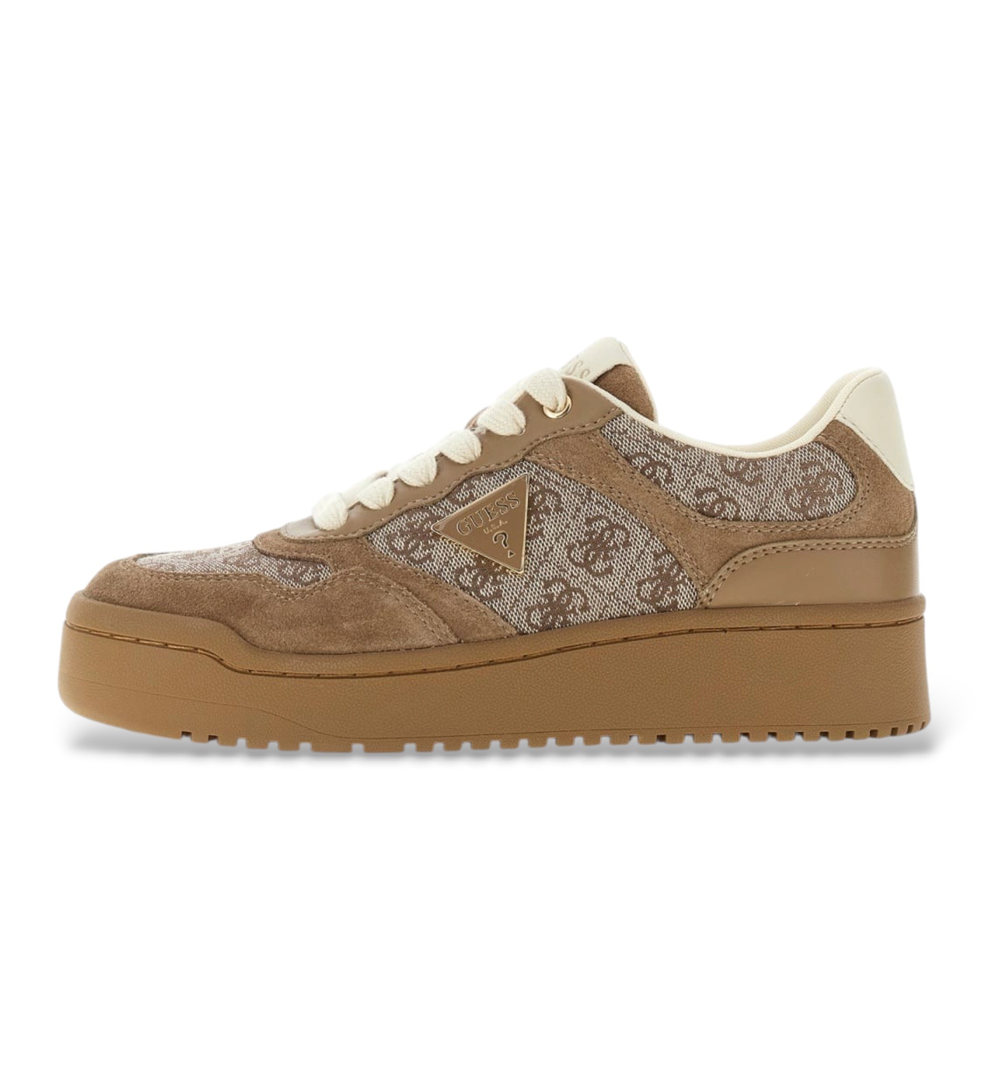 Guess für Damen. FLTM16FAL12 Miram-Turnschuhe in Taupe (38), Wohnung, Schnürsenkel, Lässig, Polyester