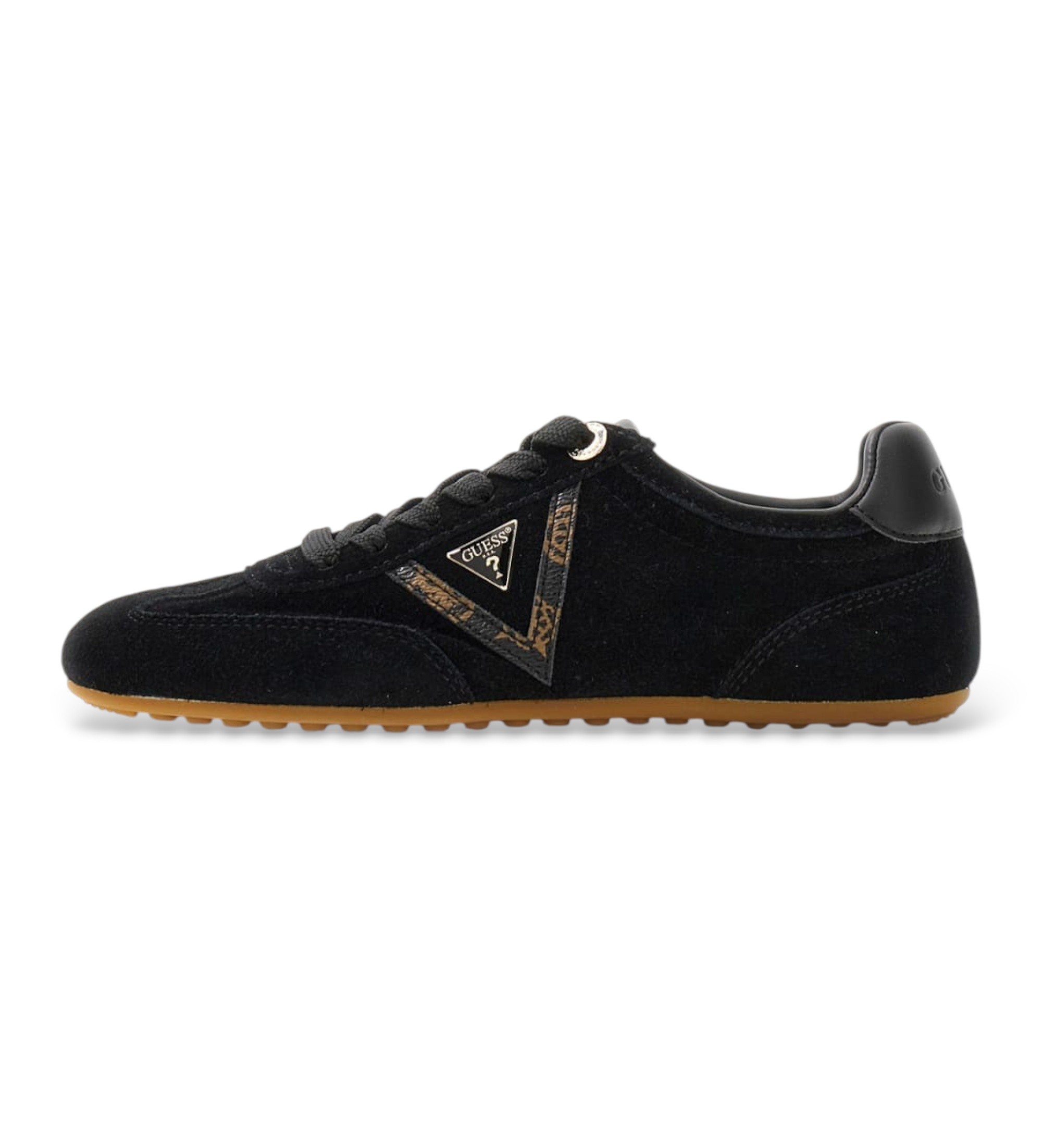 Guess für Damen. FLTRELSUE12 Relli Ledersneaker schwarz (38), Wohnung, Schnürsenkel, Lässig