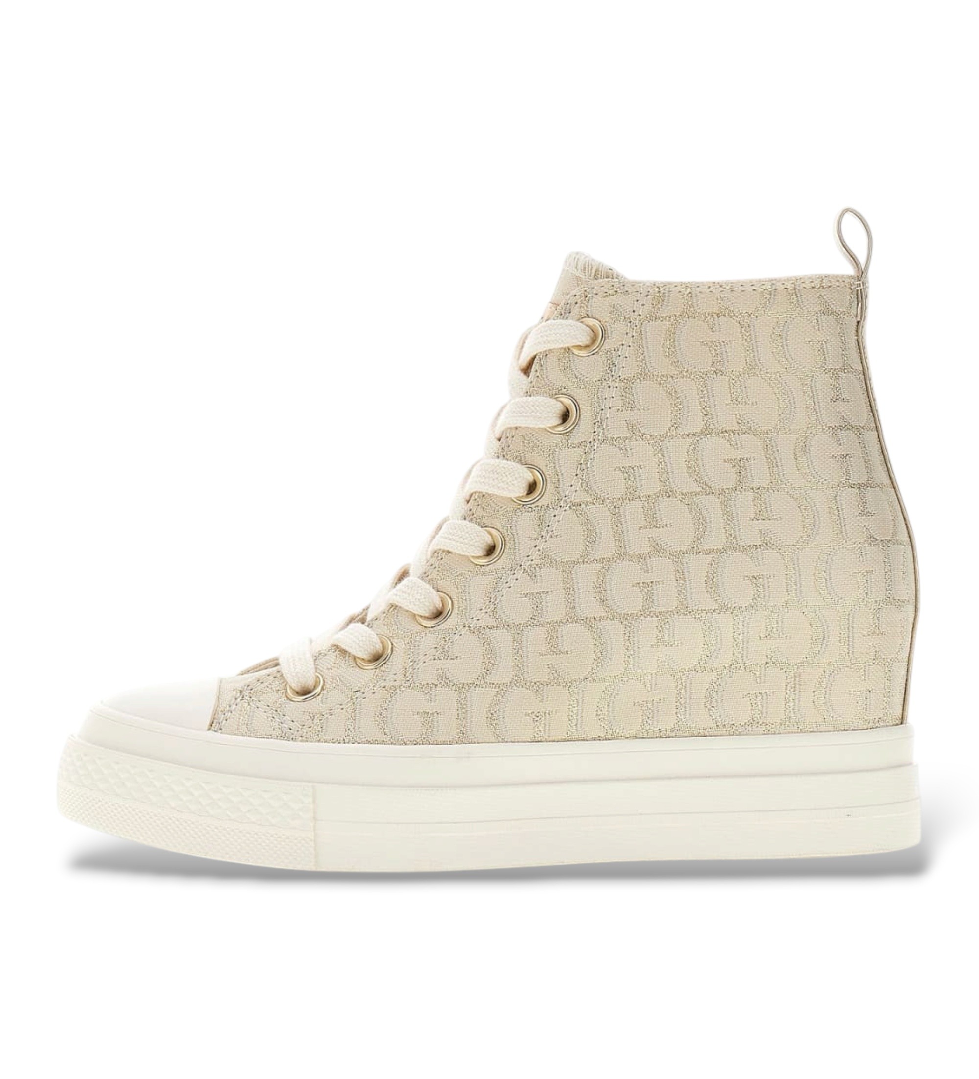 Guess für Damen. FLTSUNFAL12 Sundae-Turnschuhe in Gold (38), Stoff, Wohnung, Schnürsenkel, Lässig